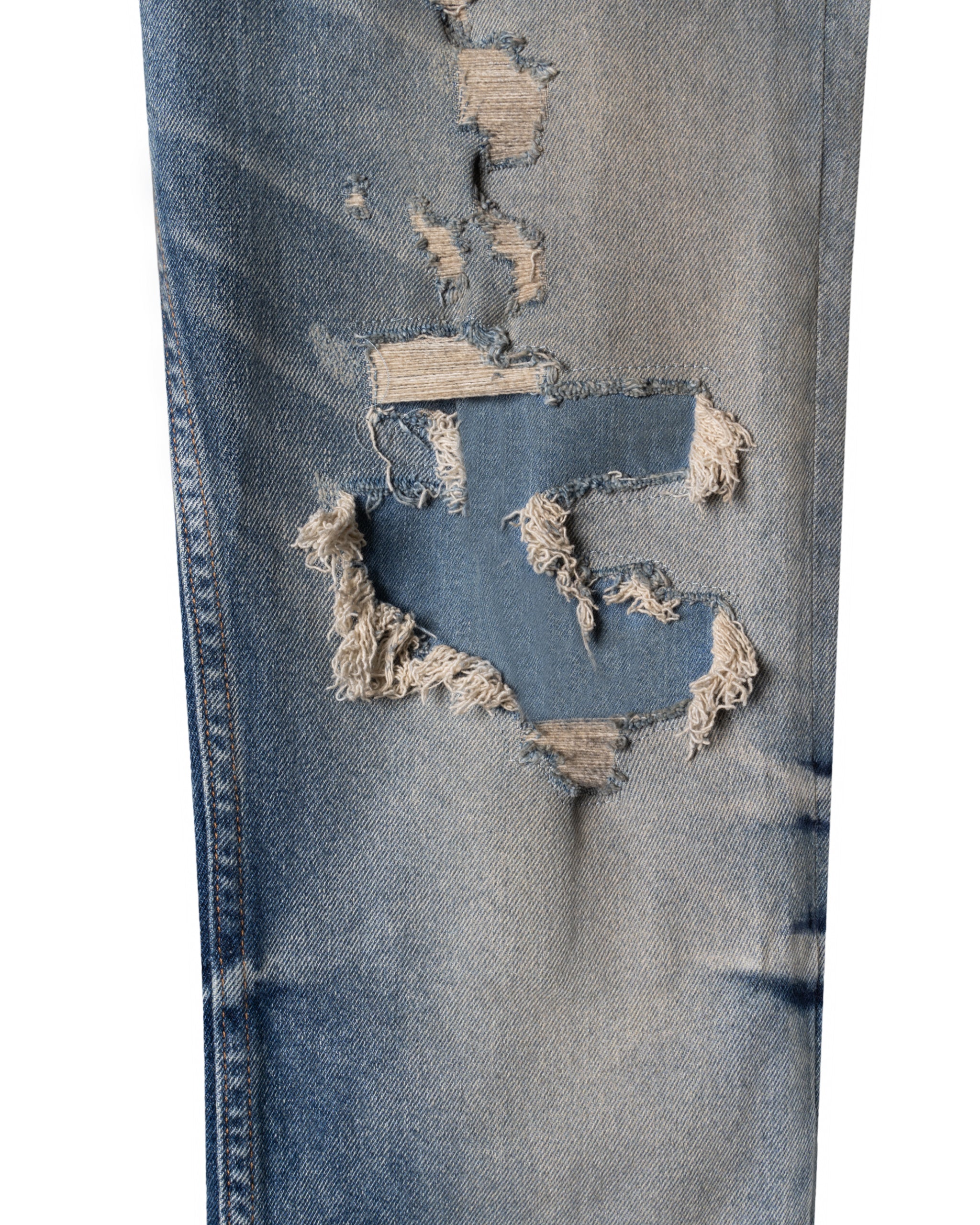 SLIM FIT REPAIRED DESTROYED JEANS