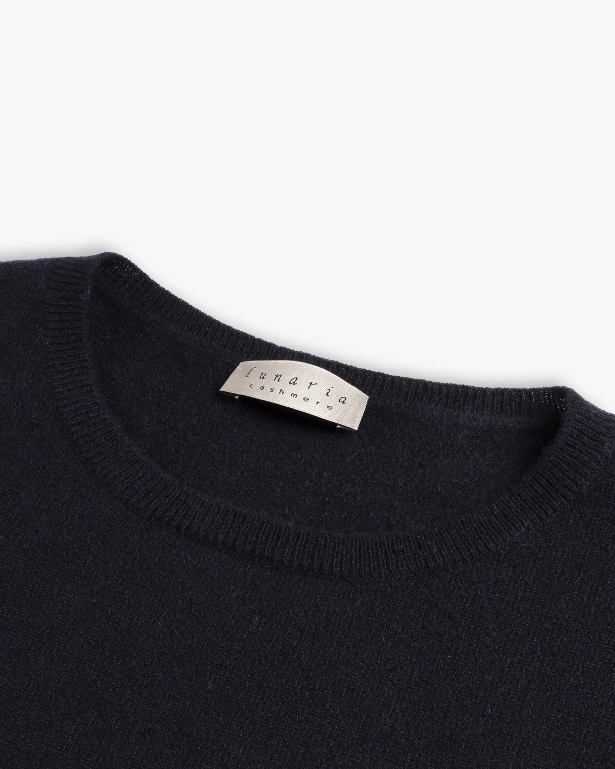 Merino Navy 2 Fädiger Cashmere Langarm Boxy Rundhals von Lunaria S / Merino Navy