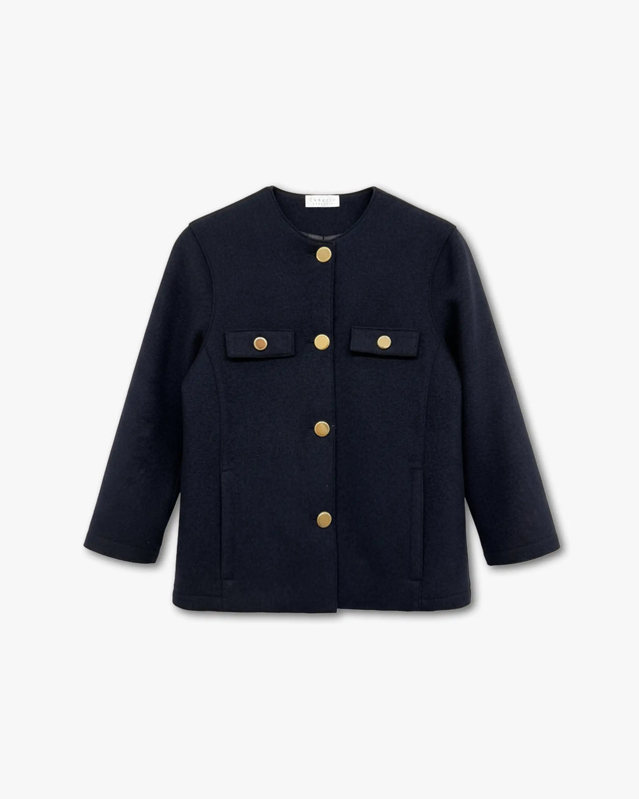 Dunkelblaue Cashmere-Strickjacke 2-fädig gewalkt von Lunaria 42 / Blau