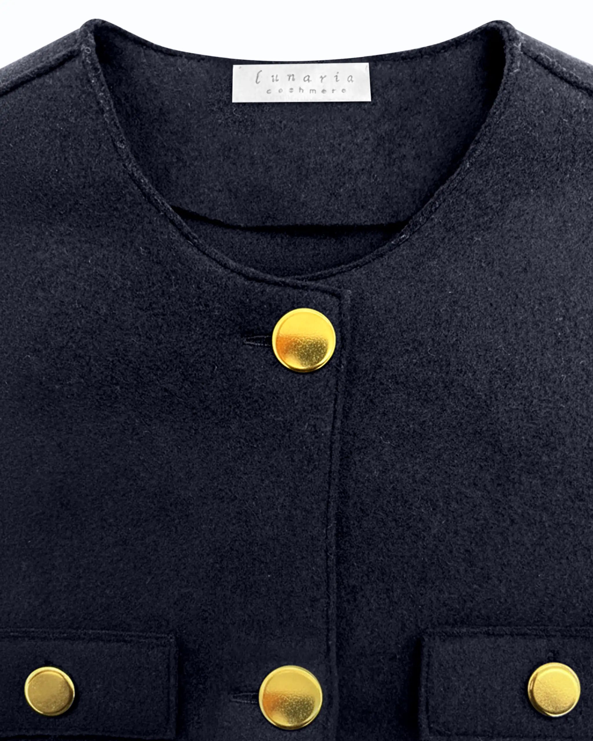 Dunkelblaue Cashmere-Strickjacke 2-fädig gewalkt von Lunaria 42 / Blau