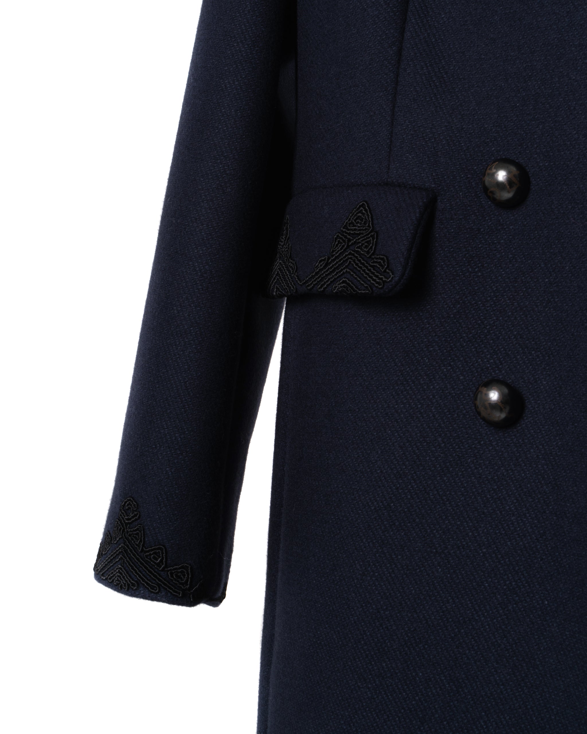 DOUBLE BREASTED WOOL FAKE FUR TRIM JACKET