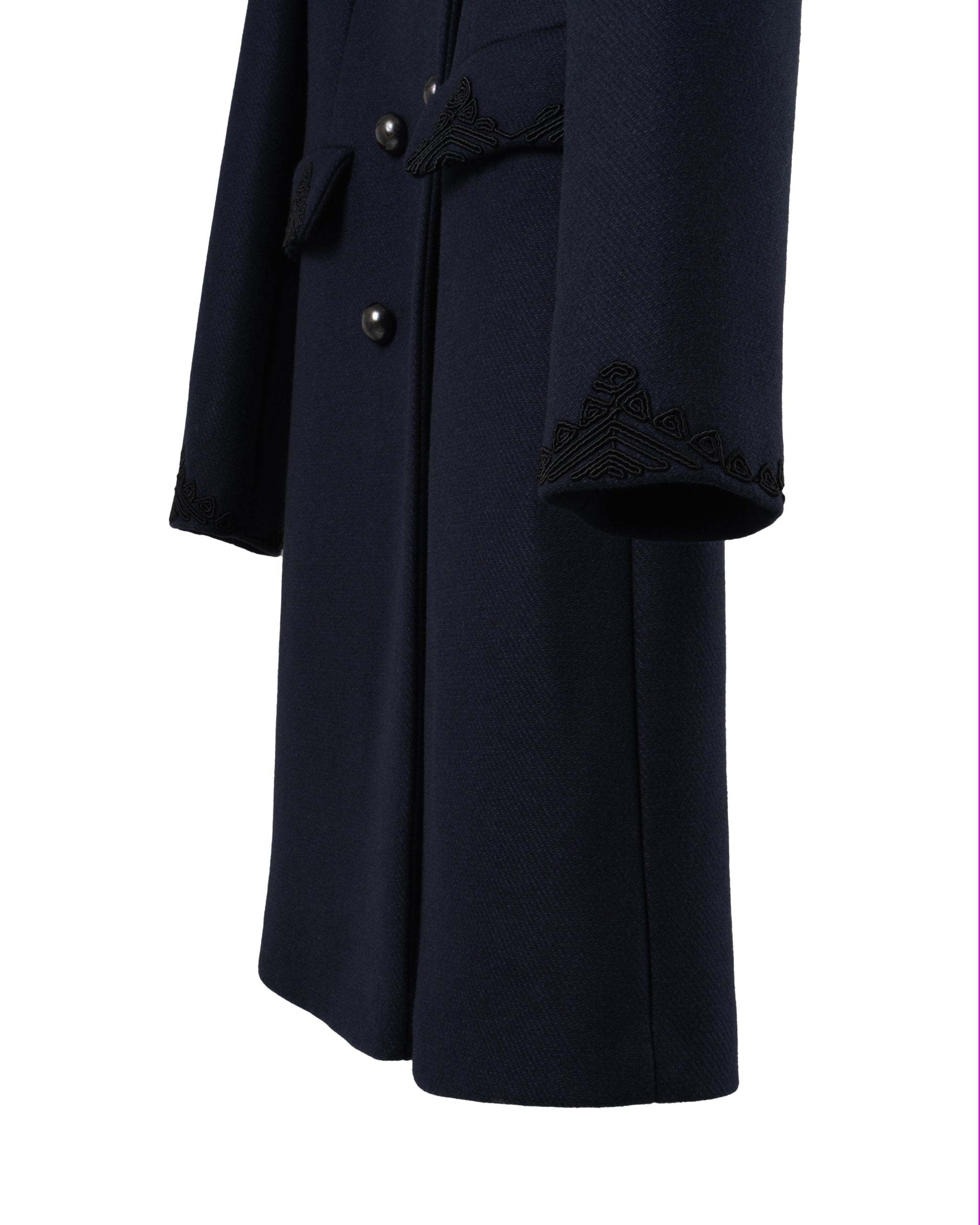 DOUBLE BREASTED WOOL FAKE FUR TRIM JACKET