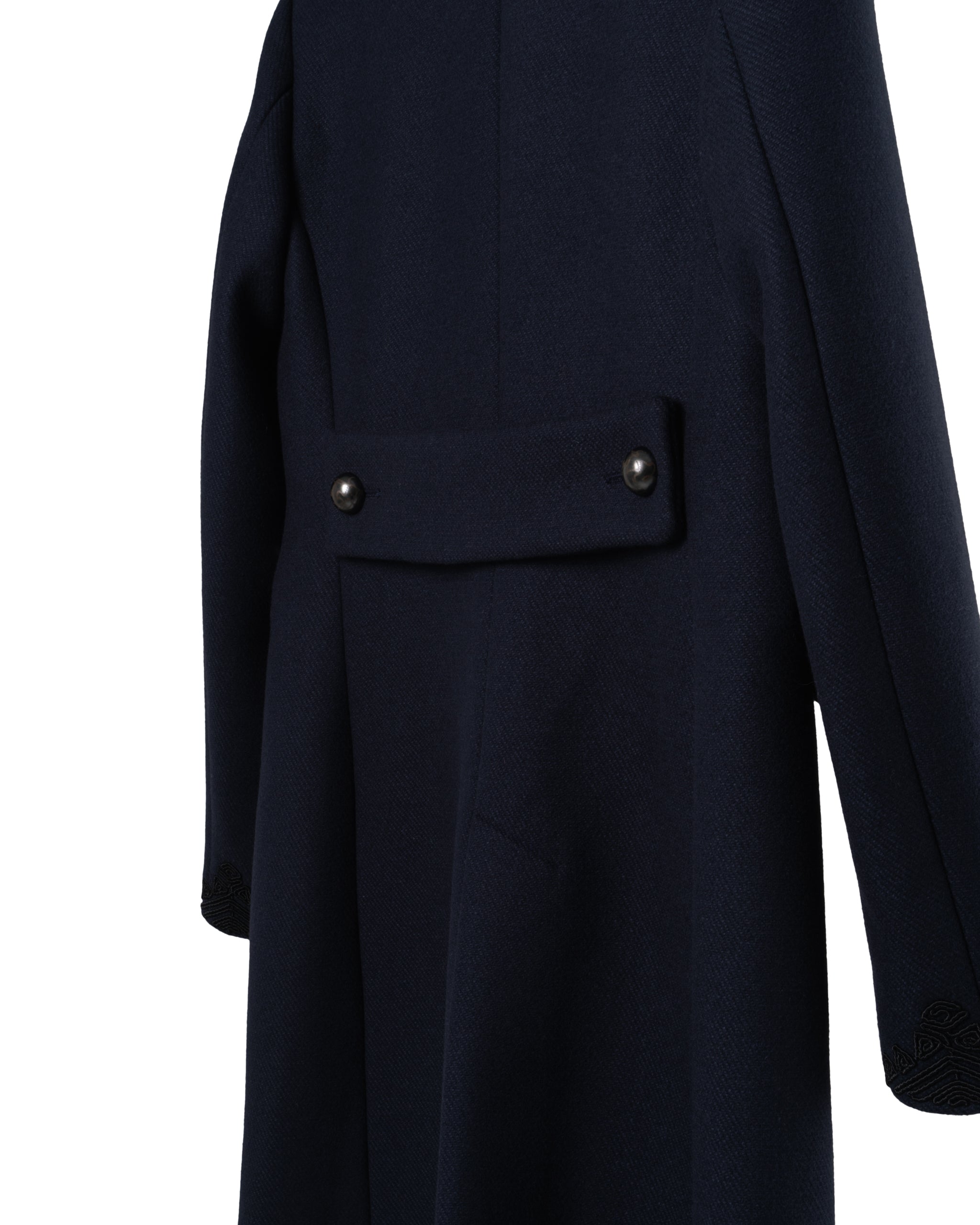 DOUBLE BREASTED WOOL FAKE FUR TRIM JACKET