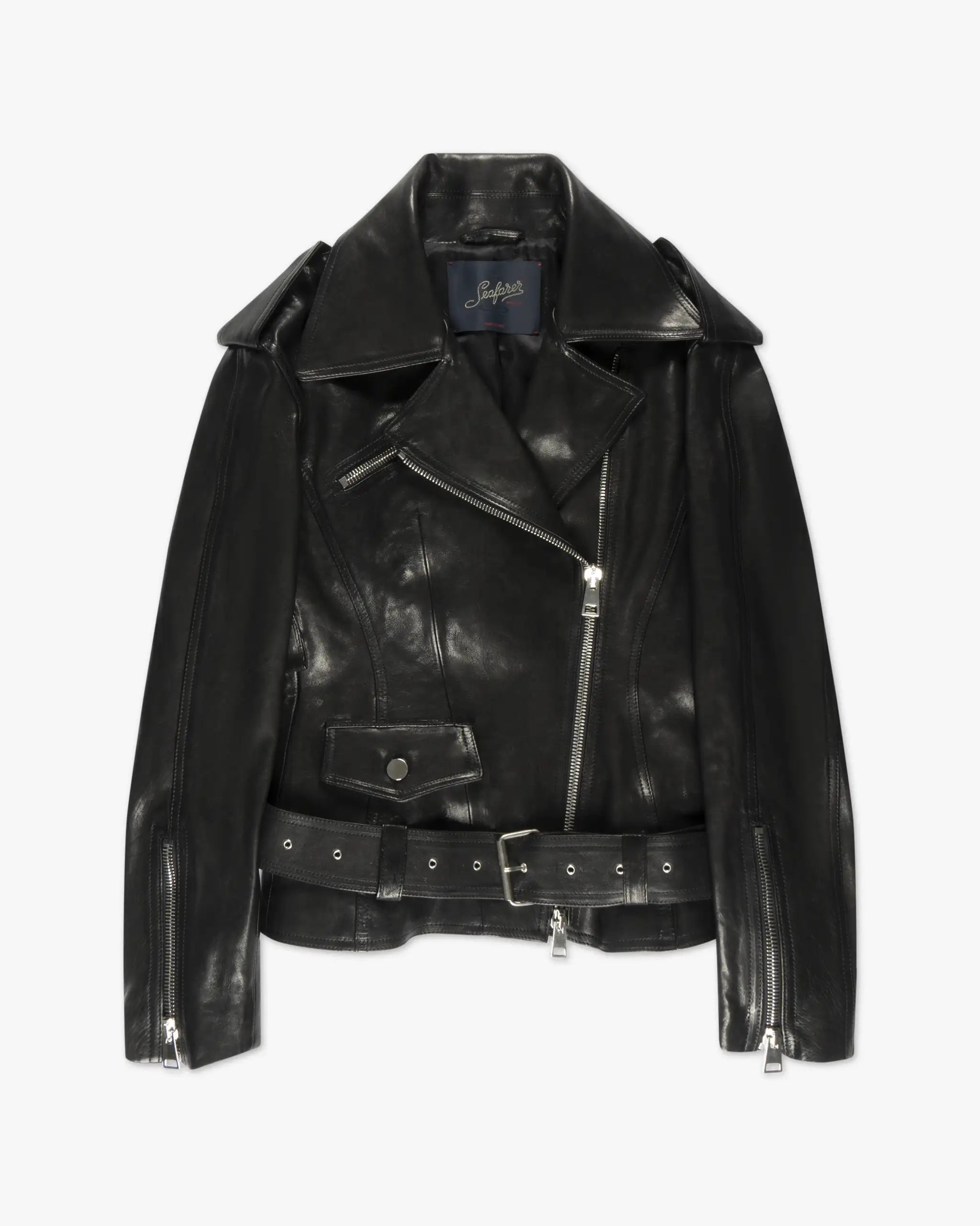 Schwarze Vintage Lamm Nappa Leder Jacke von Seafarer