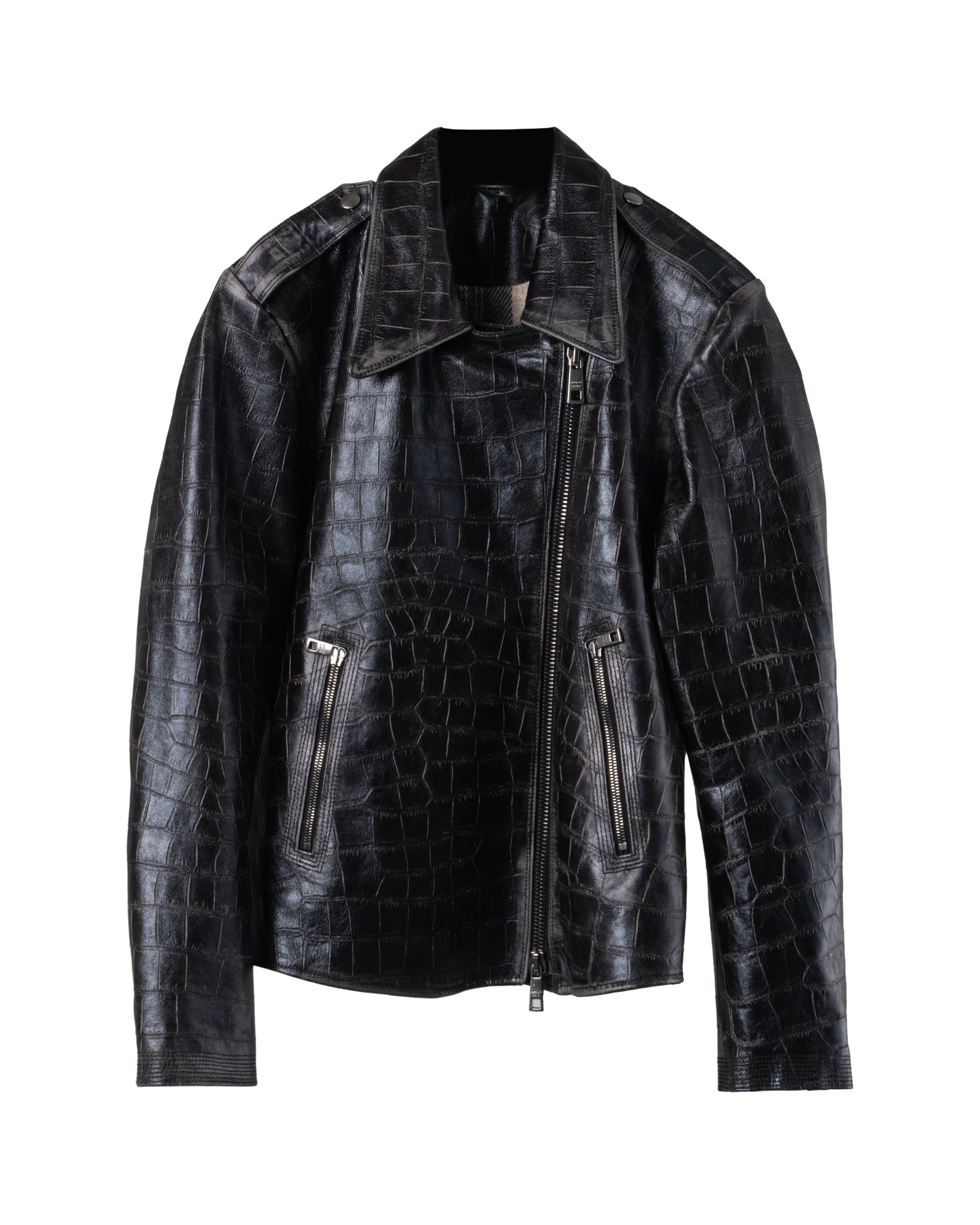 VINTAGE CROCO PRINT BIKER JACKET