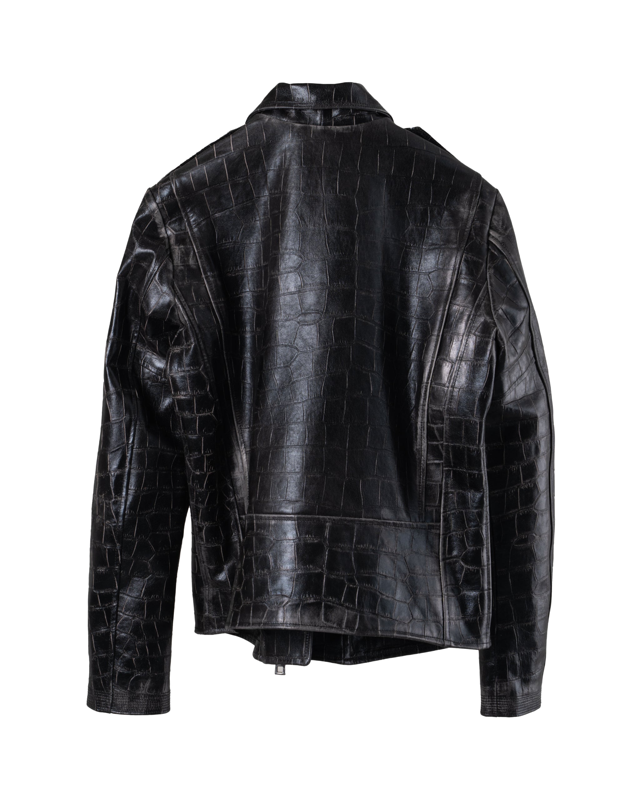 VINTAGE CROCO PRINT BIKER JACKET