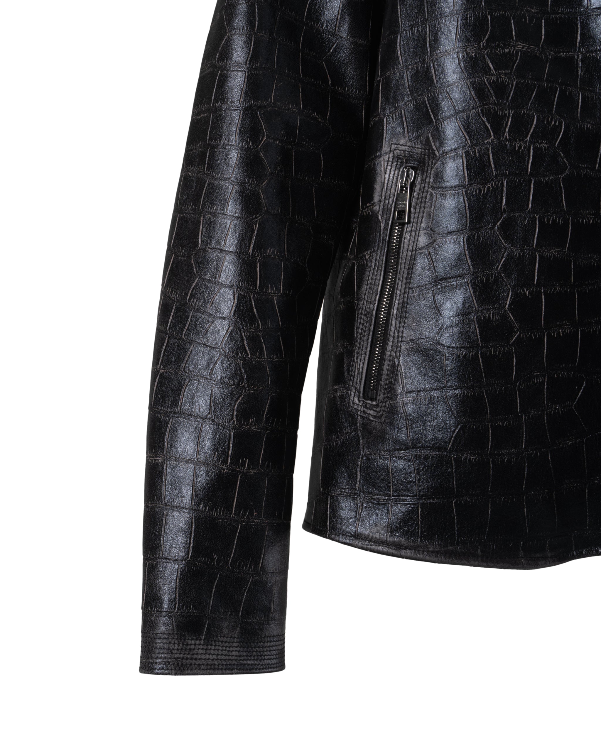 VINTAGE CROCO PRINT BIKER JACKET