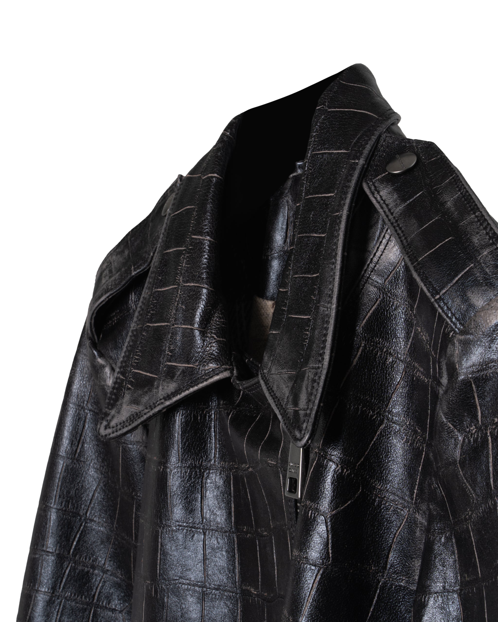 VINTAGE CROCO PRINT BIKER JACKET