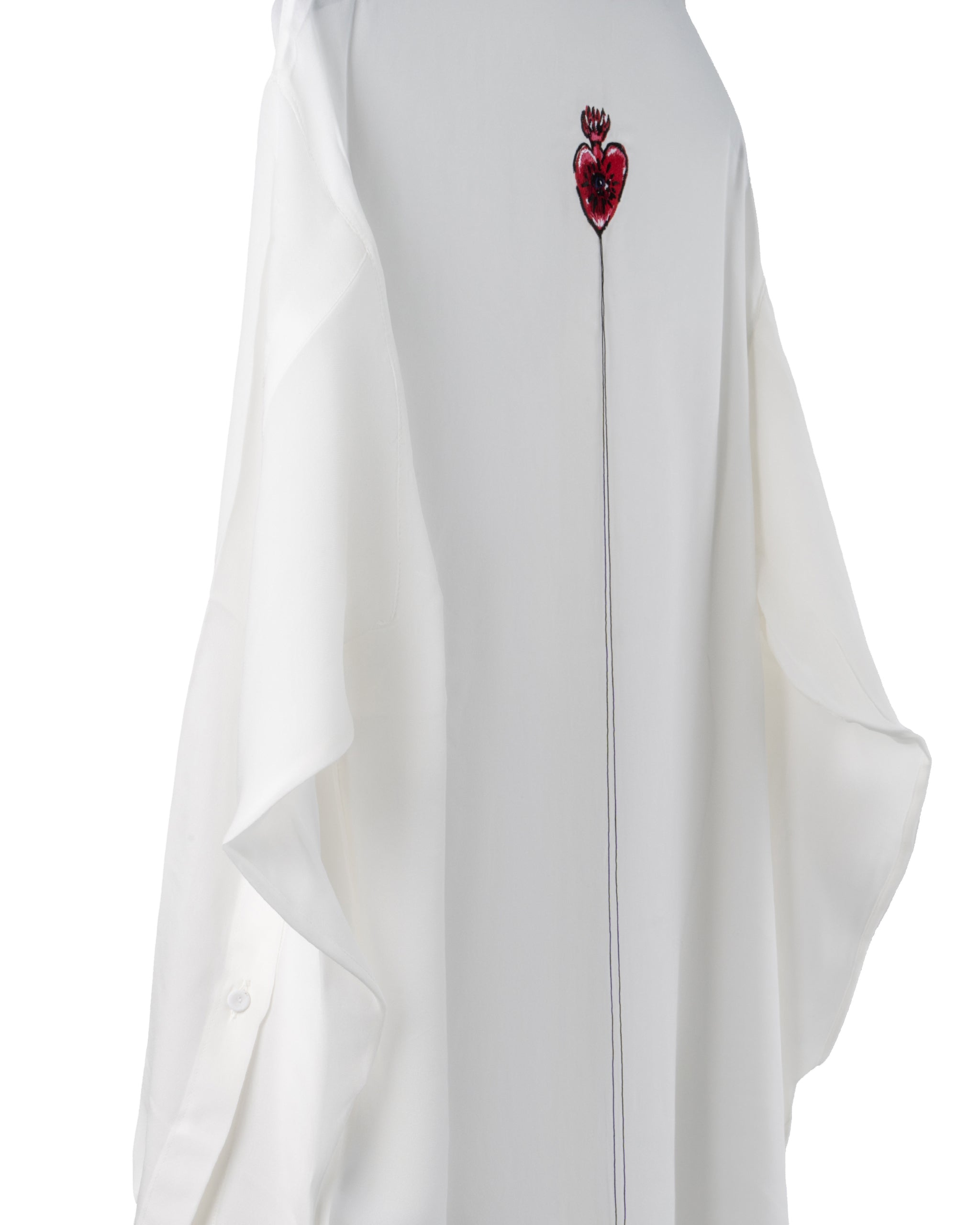 LONG SILK HEART TRIM BLOUSE