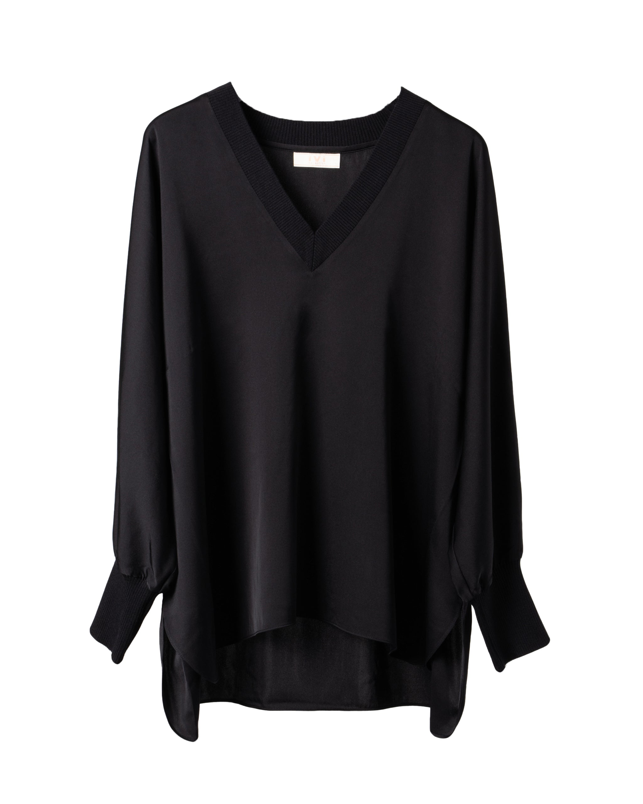 KNITTED V-STRETCH SILK BLOUSE