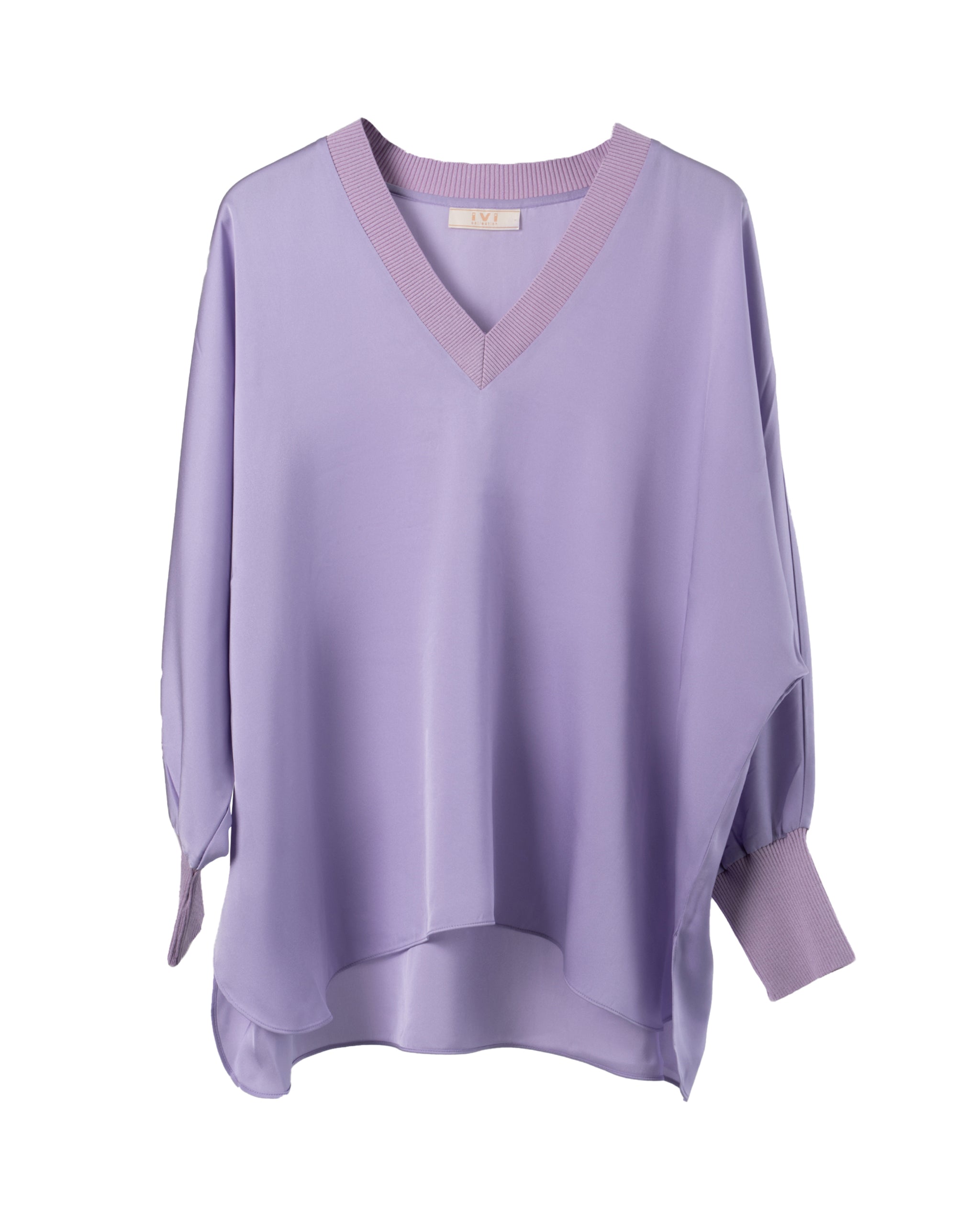 KNITTED V-STRETCH SILK BLOUSE