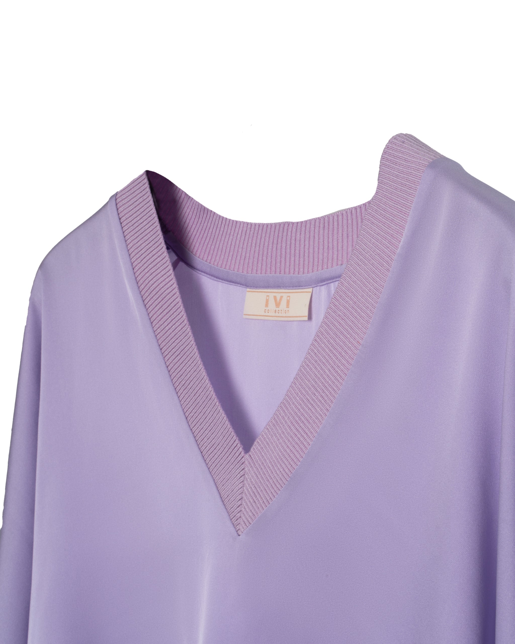 KNITTED V-STRETCH SILK BLOUSE
