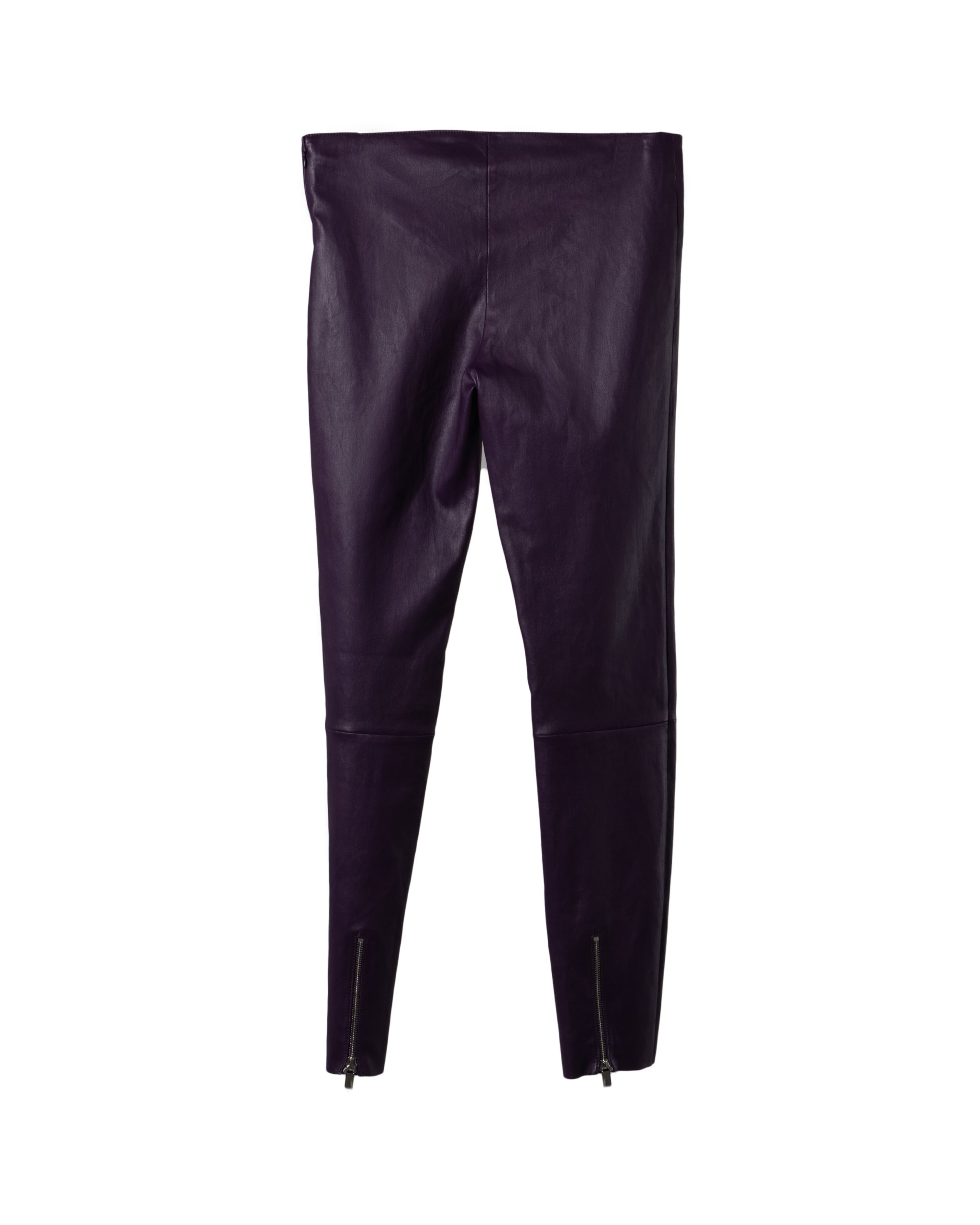 LOW RISE STRETCH LEATHER ZIP LEGGING