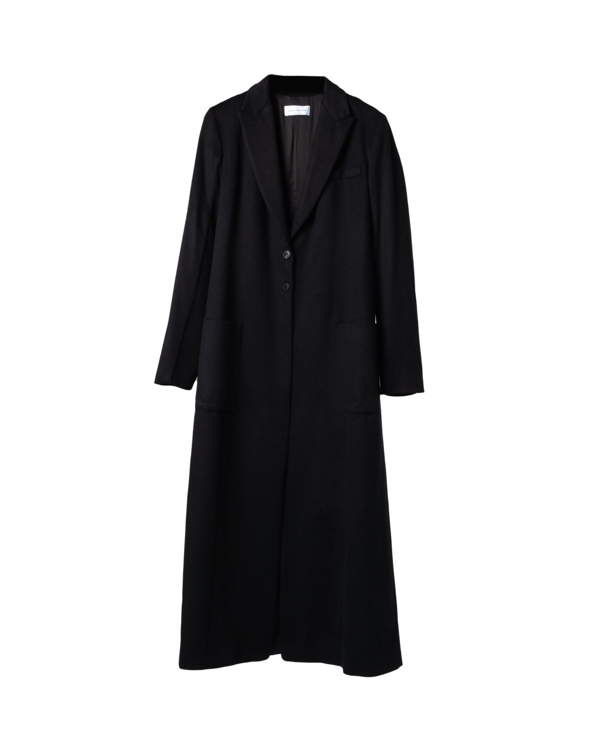 MAXI CASHMERE COAT WITH KNIT PANEL