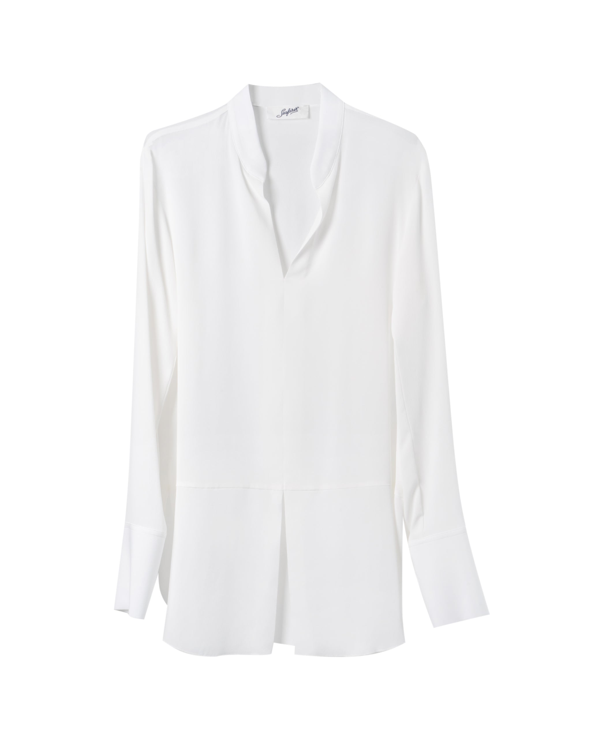 CREPE DE CHINE SILK V-NECK BLOUSE