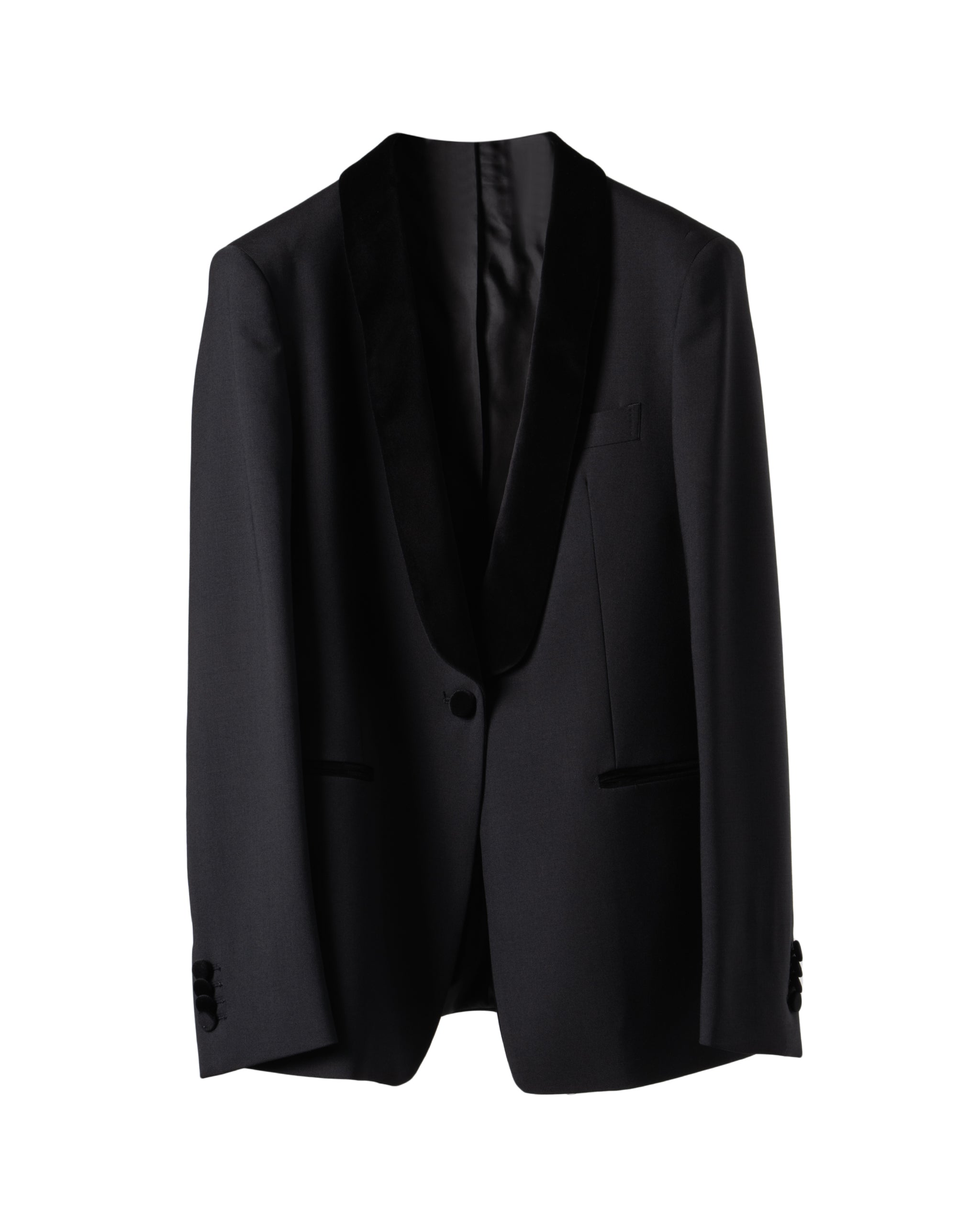 WOOL STRETCH VELVET TAXIDO BLAZER