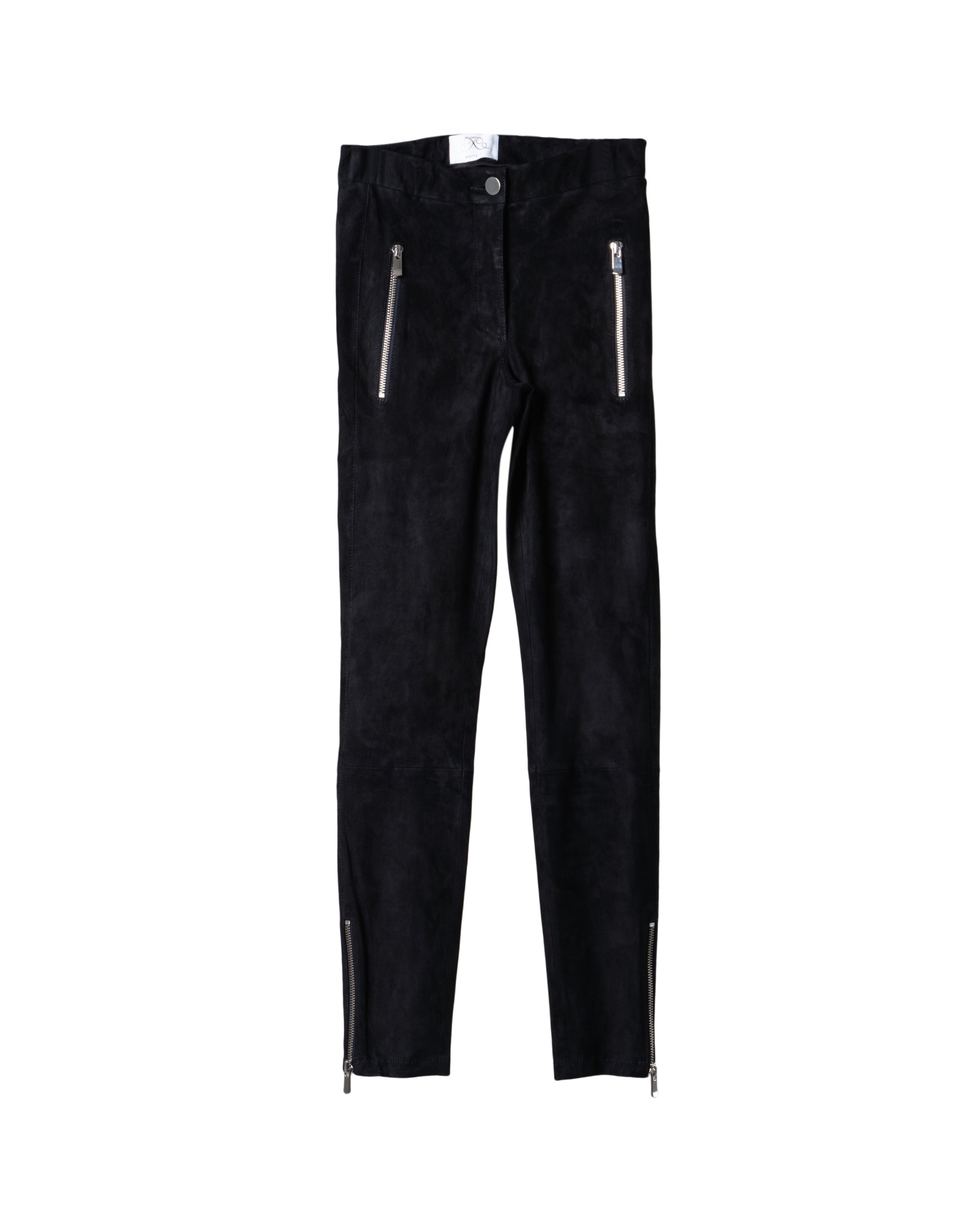 SUEDE-STRETCH LEATHER BIKER PANTS