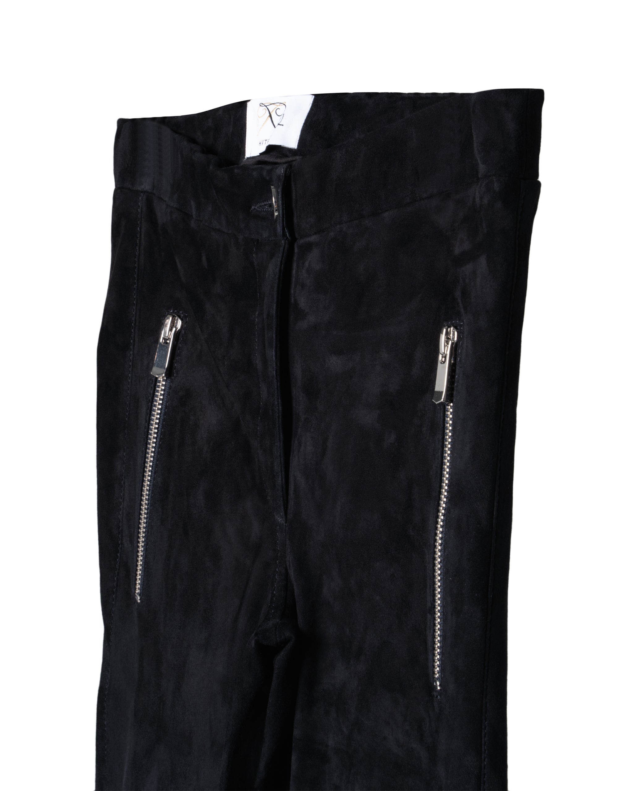 SUEDE-STRETCH LEATHER BIKER PANTS