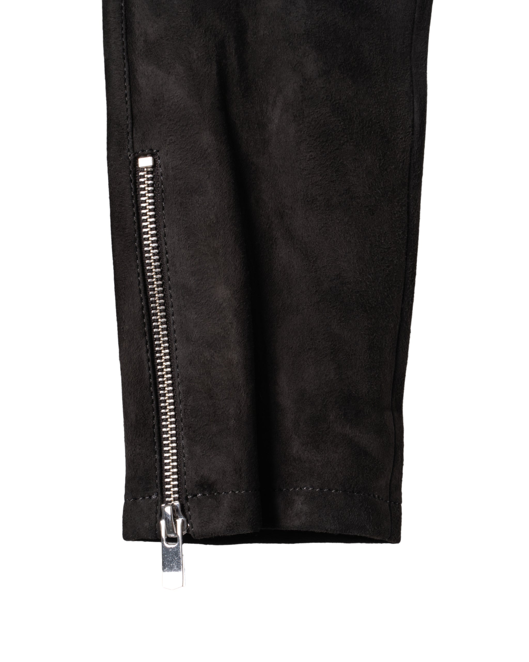 SUEDE-STRETCH LEATHER BIKER PANTS
