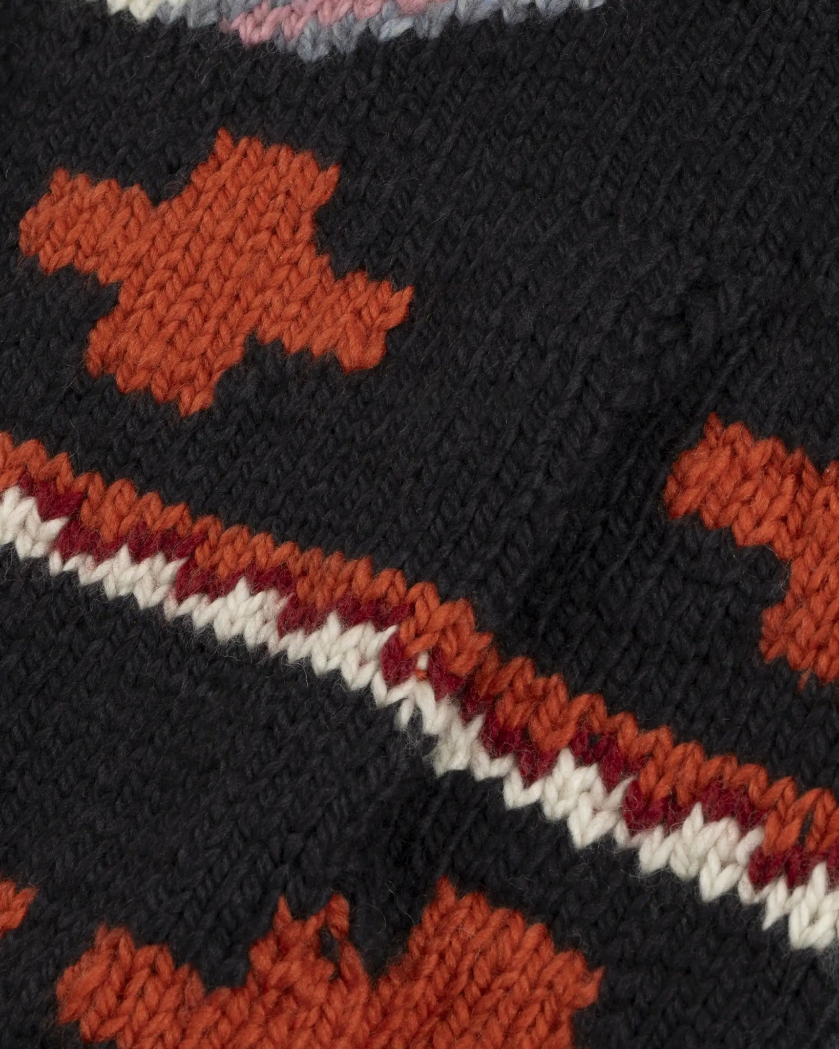 Anthrazitfarbene Ethno Intarsien Stehkragen Zip Strickjacke von Frantic by Andrea Venturini - Knitwear FRANTIC