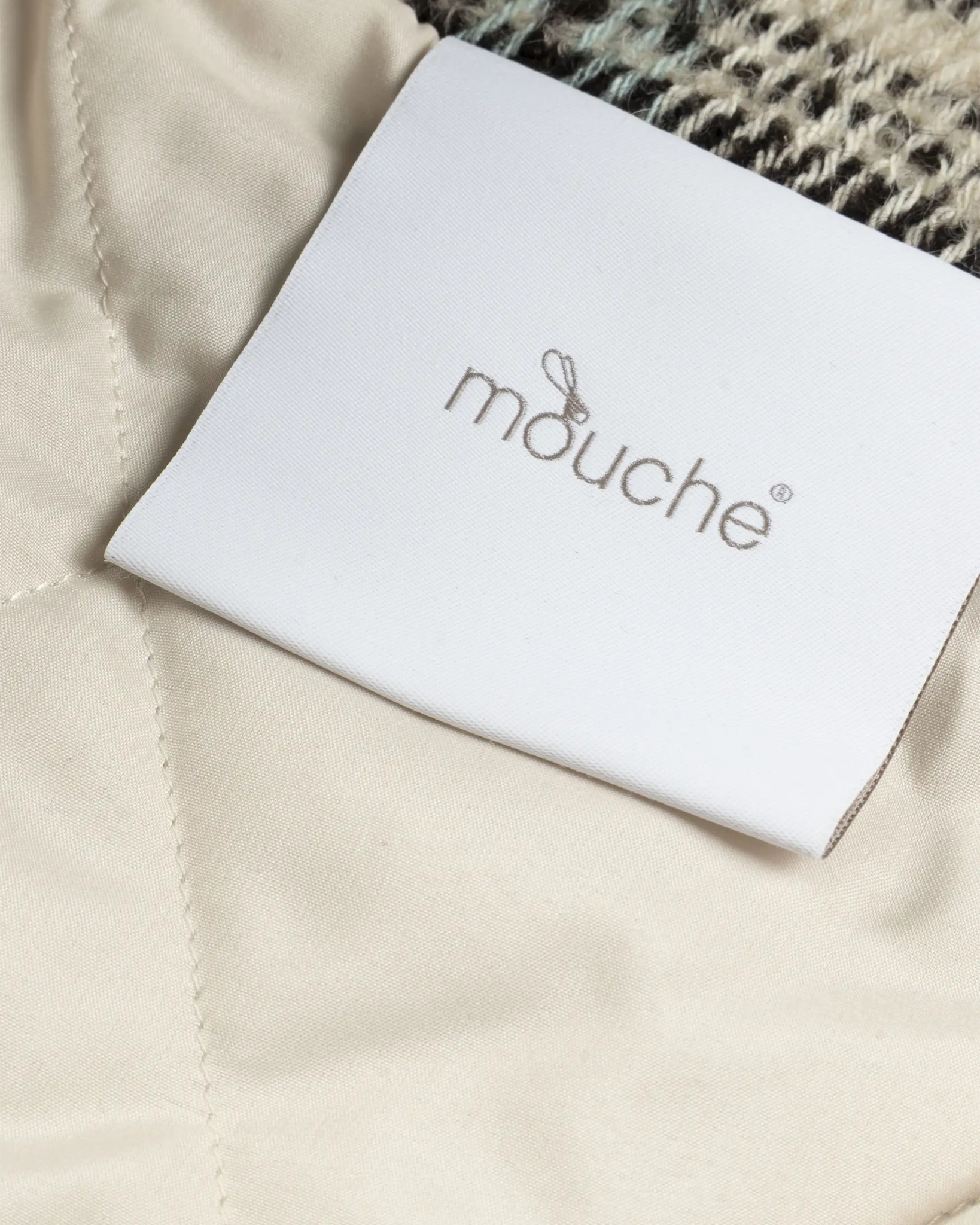Aqua Braunfarbener Zweireihiger Karo Kurzmantel von Mouche - Coats & Jackets MOUCHE