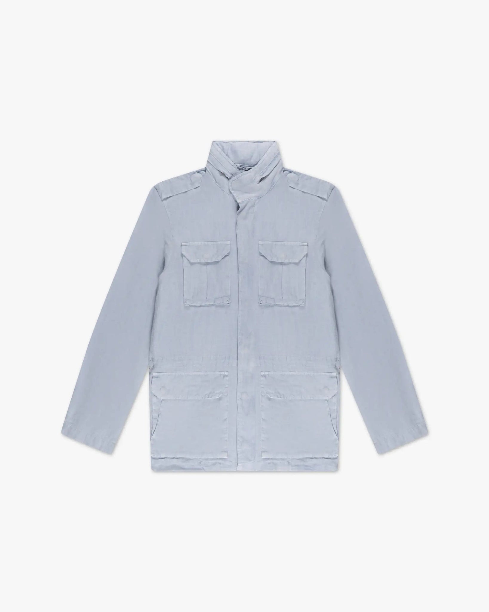 Ashley Hellgraublau Garment Dyed Leinen - Mix Fieldshirt Jacke von Keeling - Coats & Jackets KEELING