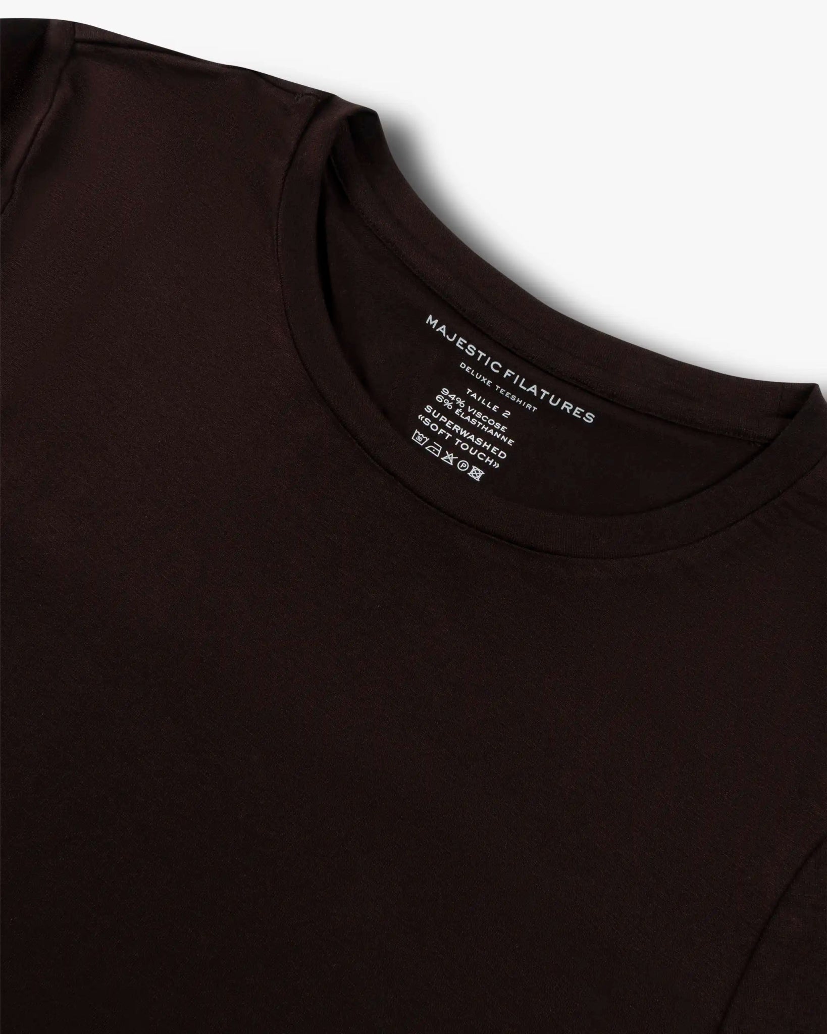 Auberginefarbenes Halbarm Rundhals Basic Shirt von Majestic Filatures Deluxe - Shirts MAJESTIC