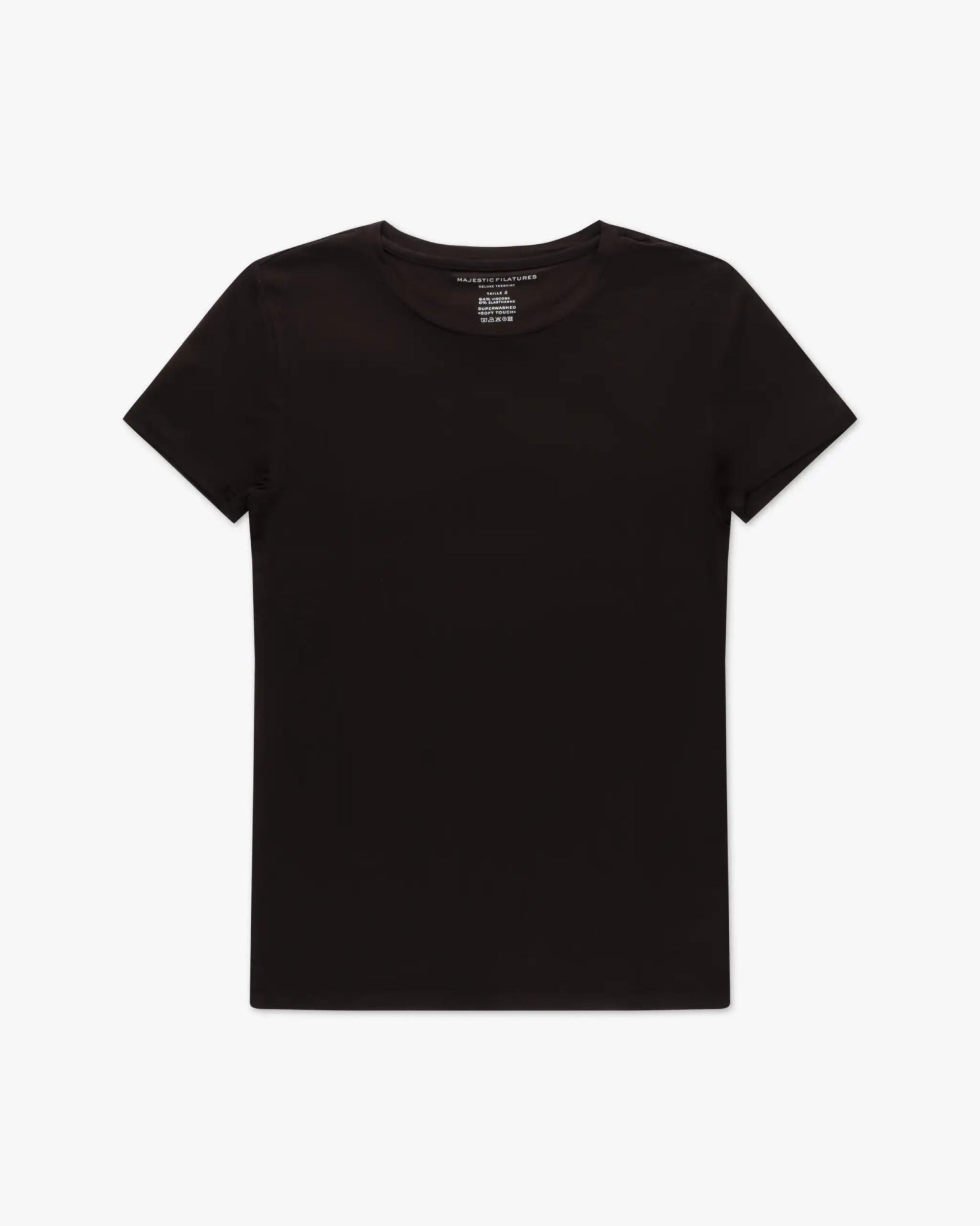 Auberginefarbenes Halbarm Rundhals Basic Shirt von Majestic Filatures Deluxe - Shirts MAJESTIC