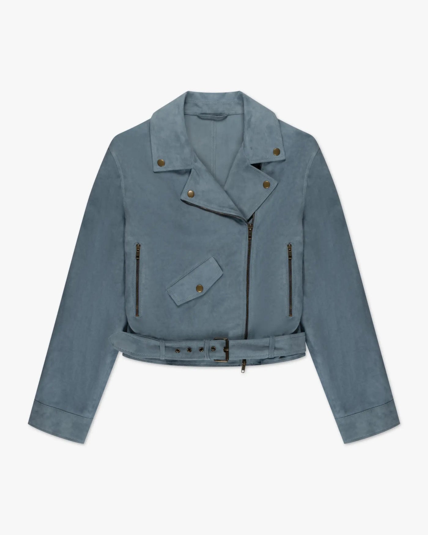 Avio Blau Bikerjacke Aus Wildleder von Novelle