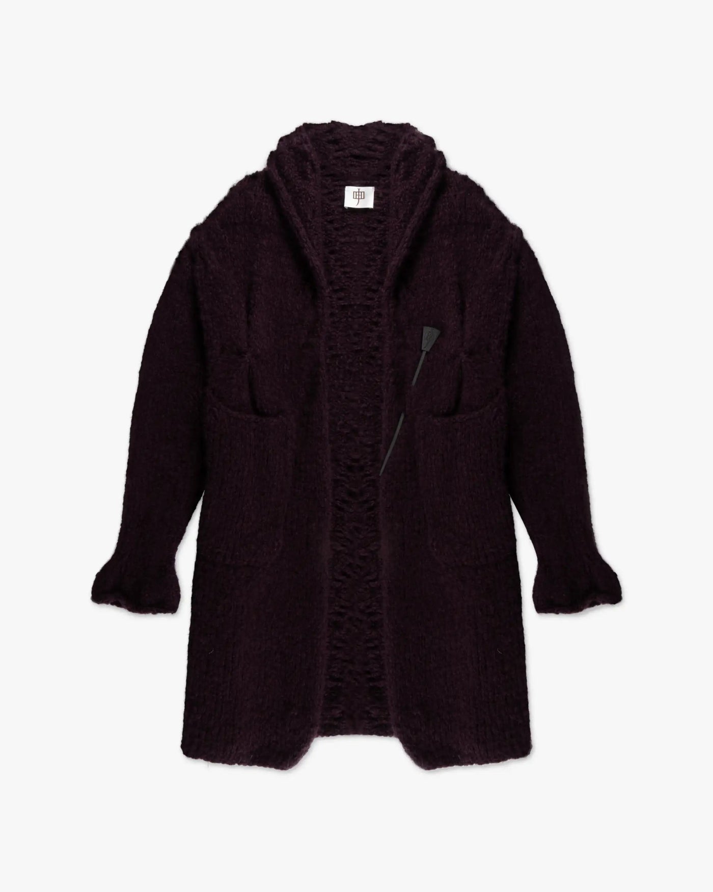 Barolofarben­er Langer Handstrick Cardigan von Judith Hartmann