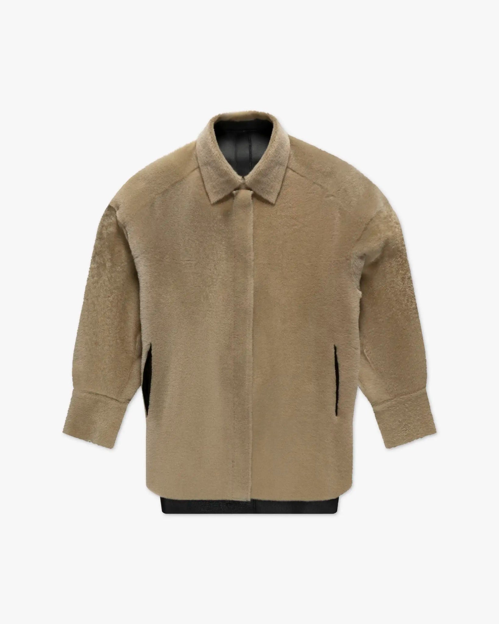 Beige Schwarzes Wendbares Rasiertes Lammfell Überhemd von Salvatore Santoro - Coats & Jackets SALVATORE S.