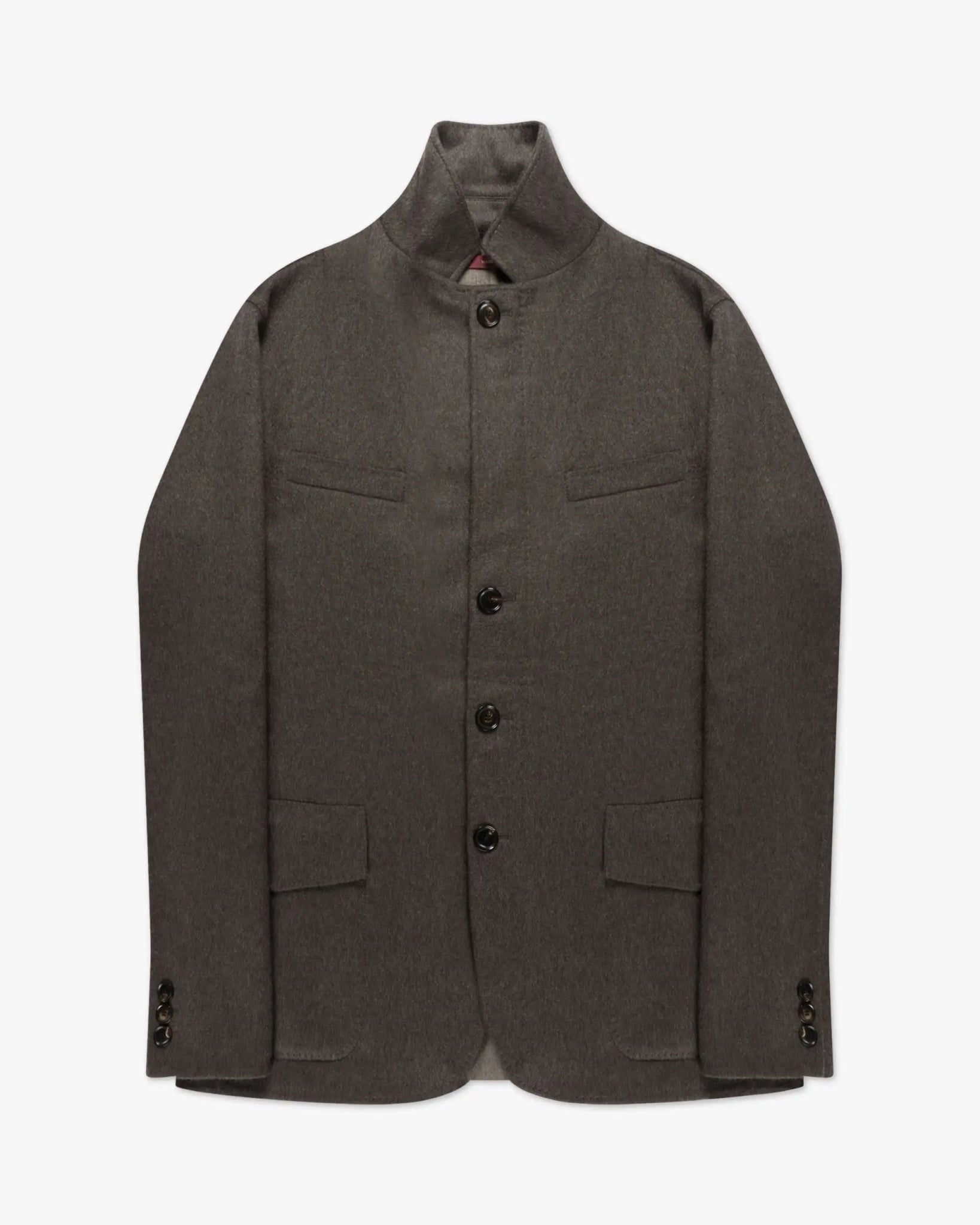 Beigefarbener Doubleface Wool Cashmere Zip Button Mantel von Luciano Barbera - Blazers LUCIANO BARBERA