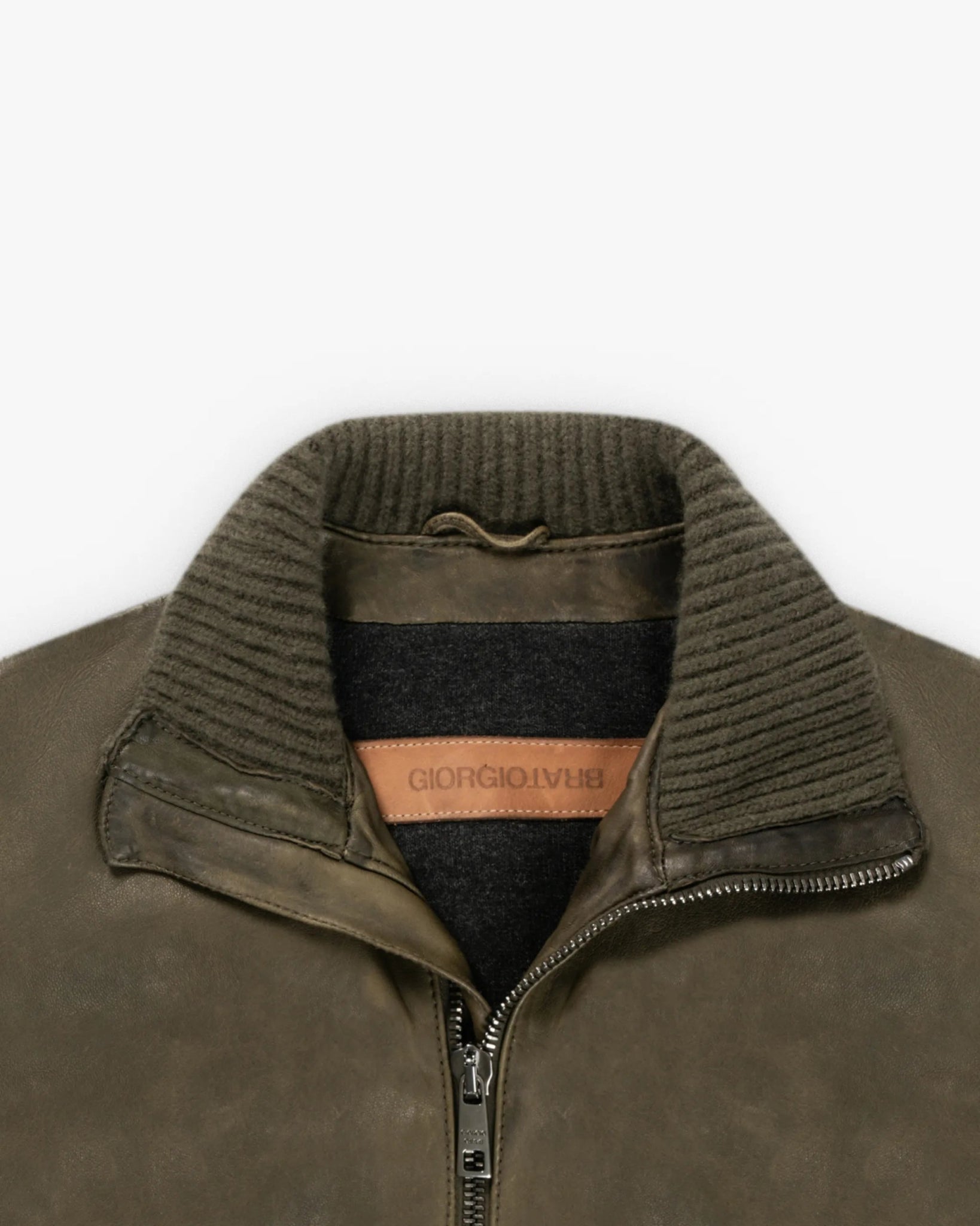Biker mit Strickbesatz und pflanzlicher Wäsche von Giorgio Brato - Coats & Jackets GIORGIO BRATO
