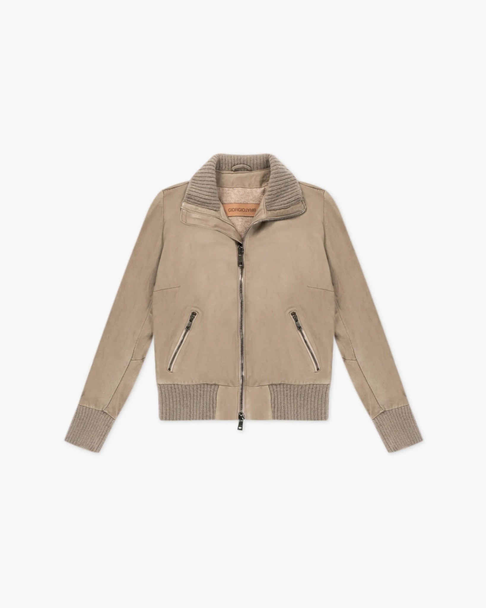 Biker mit Strickbesatz und pflanzlicher Wäsche von Giorgio Brato - Coats & Jackets GIORGIO BRATO
