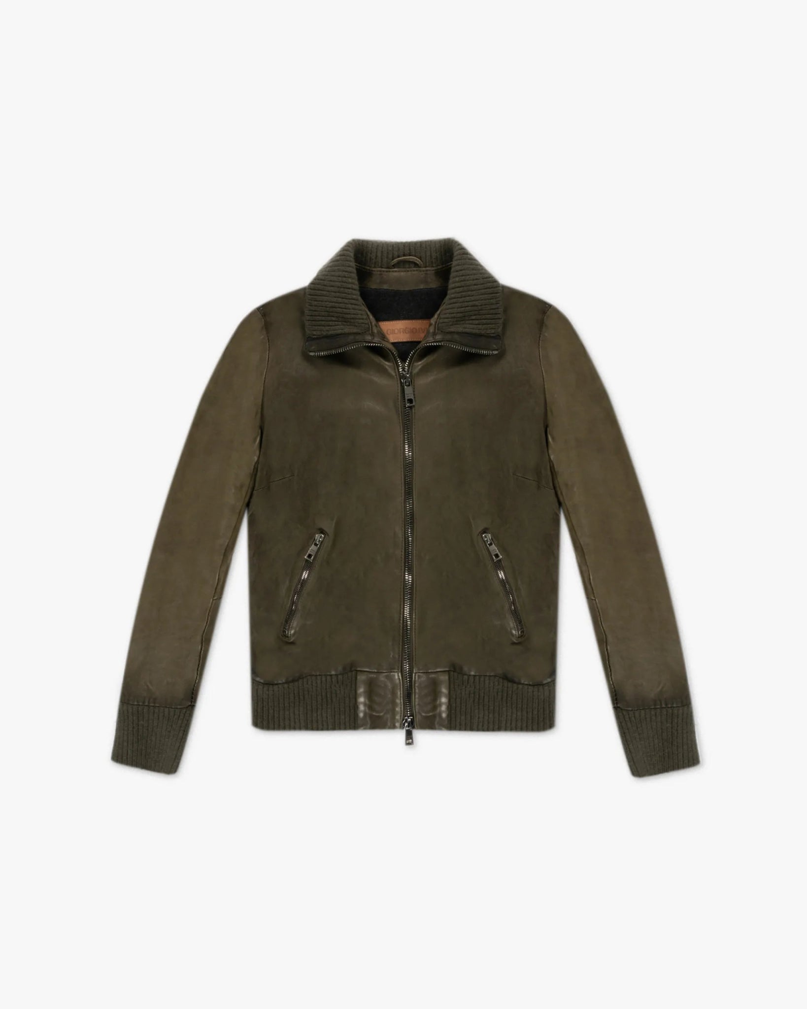 Biker mit Strickbesatz und pflanzlicher Wäsche von Giorgio Brato - Coats & Jackets GIORGIO BRATO