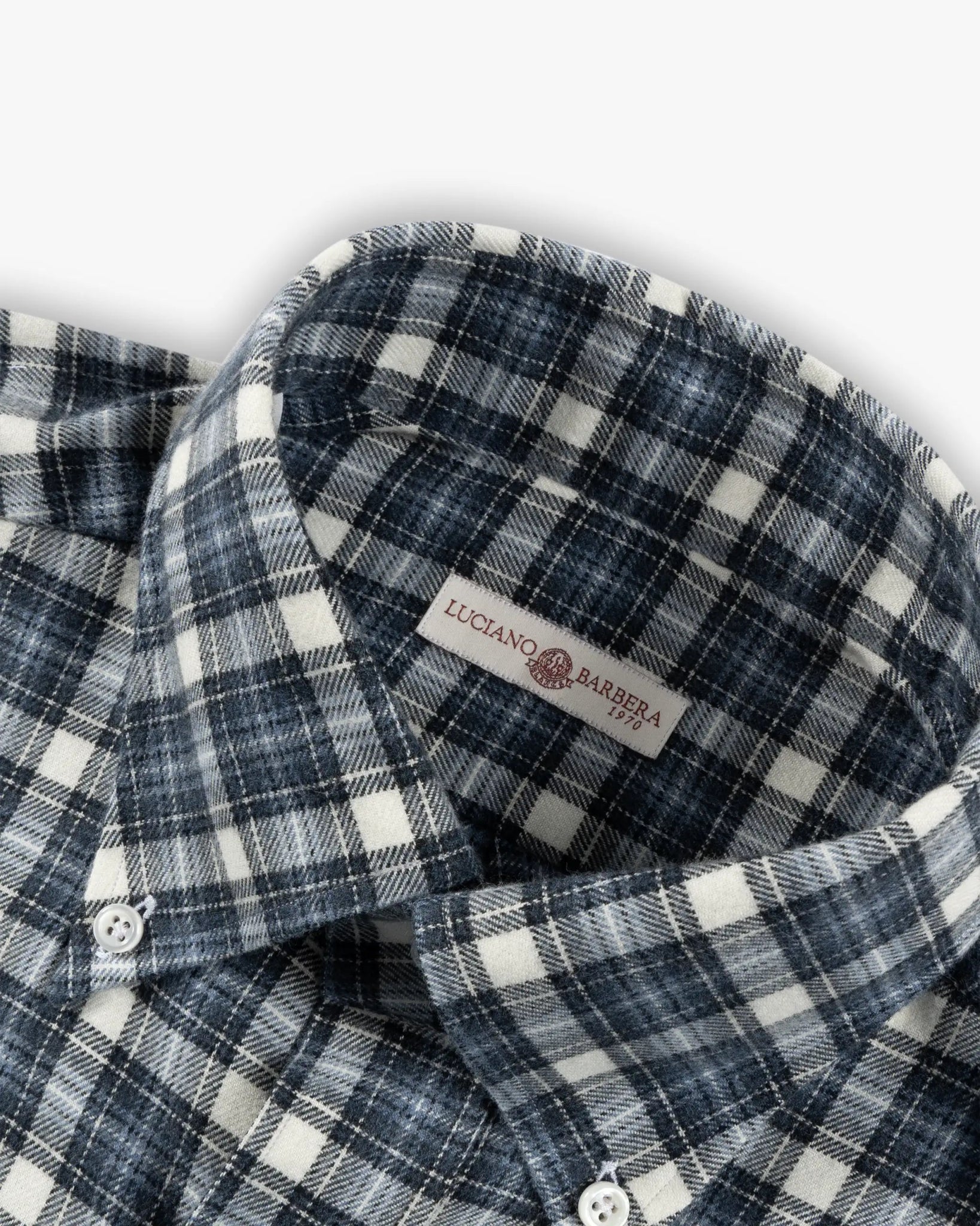 Blau Weißes Baumwolle Flanell Check Hemd Mit Button Down Kragen Normale Passform von Luciano Barbera - Shirts LUCIANO BARBERA