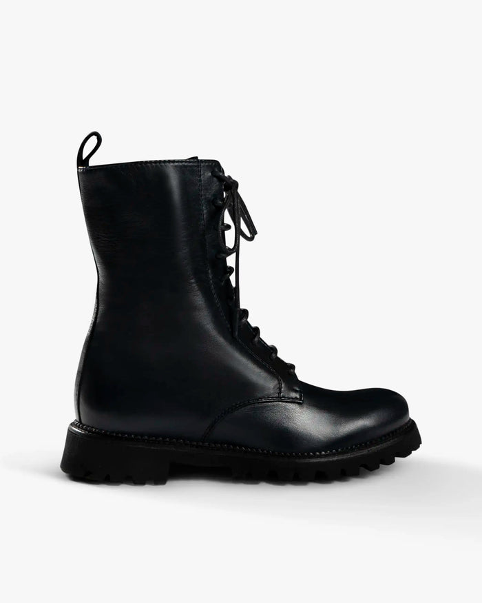 Blaue Soft Nappa Combat Stiefel von Caiman