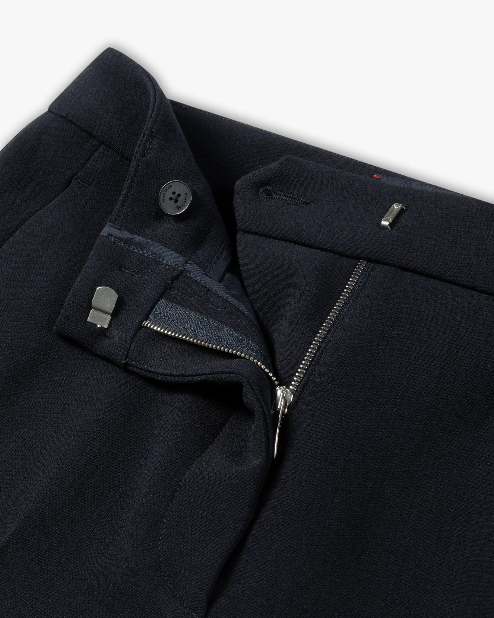 Blaue Woll Stretch Crepe Straight Fit Hose von Seafarer - Trousers SEAFARER