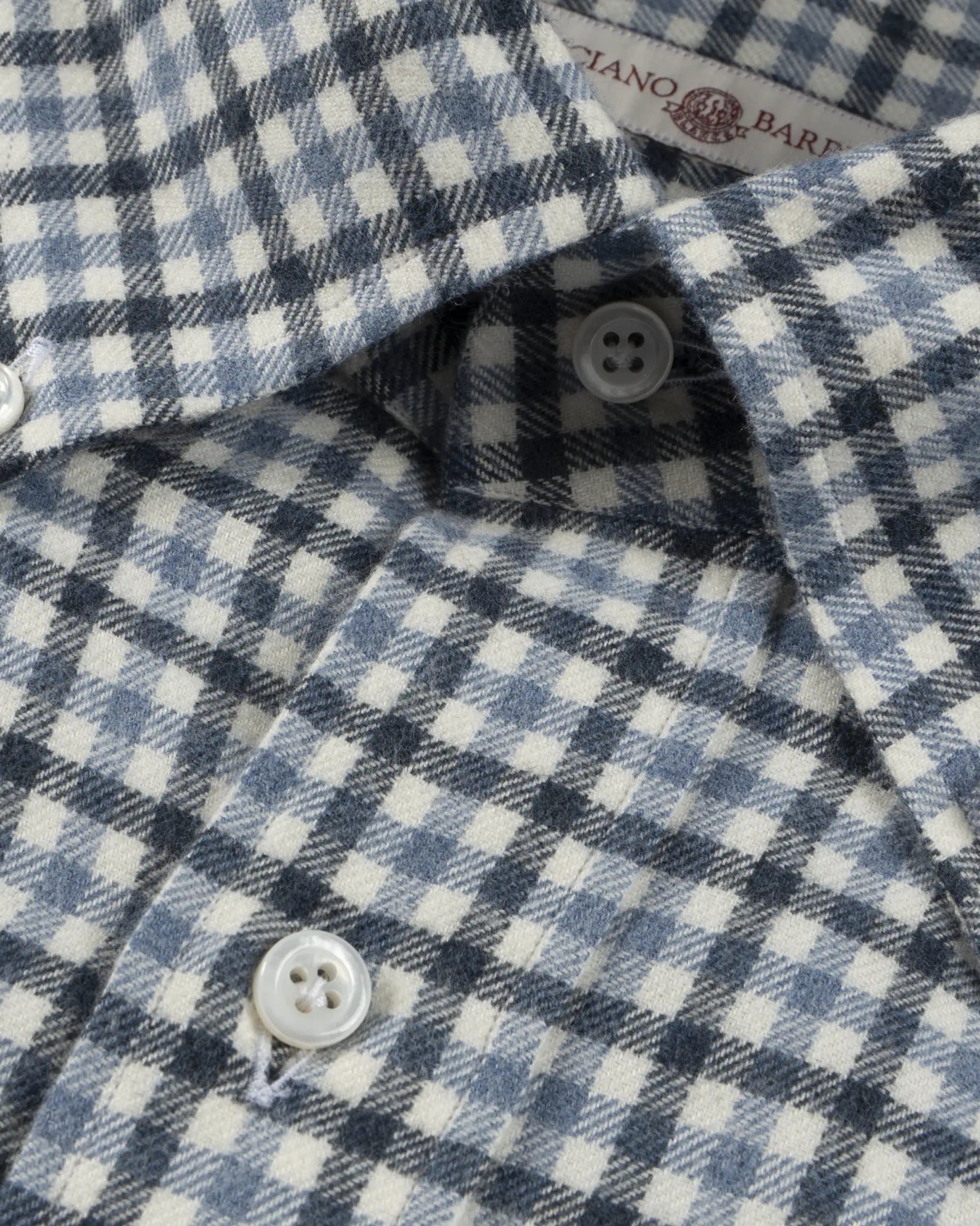 Blaues Baumwollflanell Button Down Check Hemd Regular Fit von Luciano Barbera - Shirts LUCIANO BARBERA