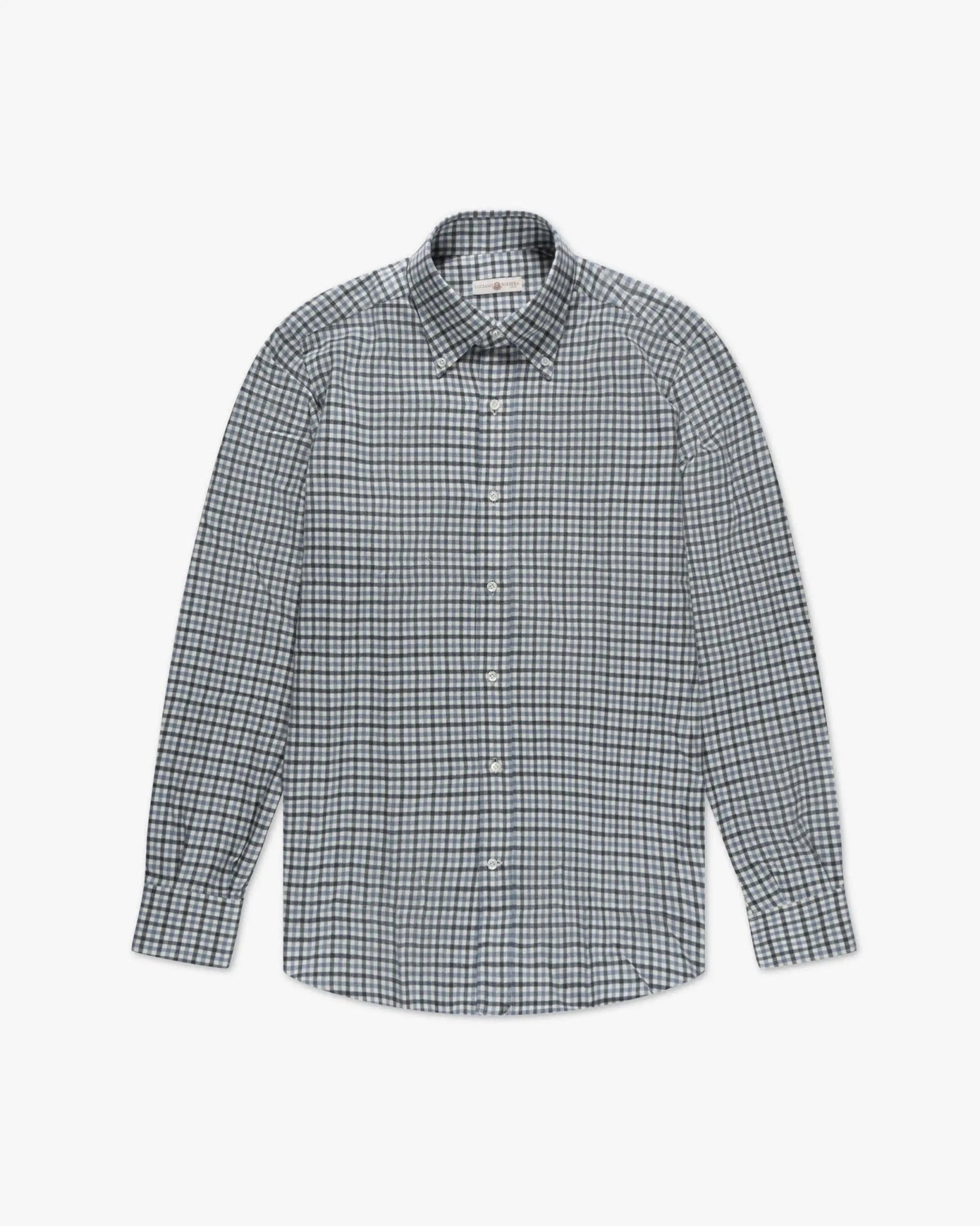 Blaues Baumwollflanell Button Down Check Hemd Regular Fit von Luciano Barbera - Shirts LUCIANO BARBERA