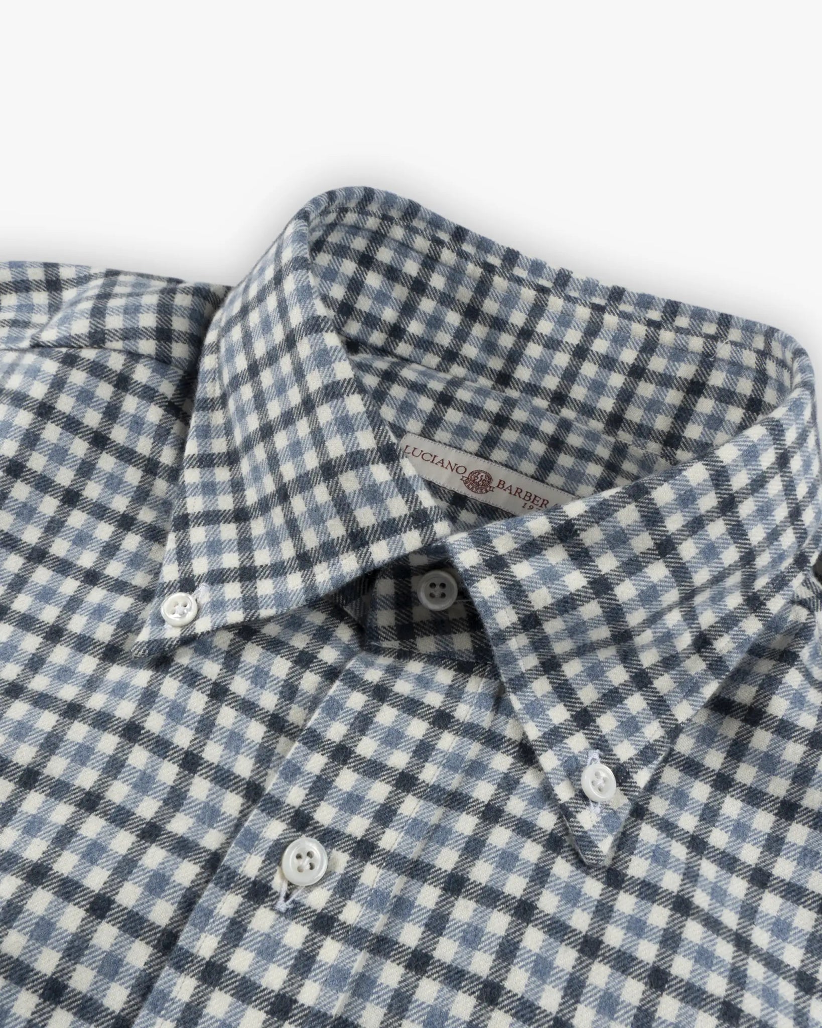 Blaues Baumwollflanell Button Down Check Hemd Regular Fit von Luciano Barbera - Shirts LUCIANO BARBERA