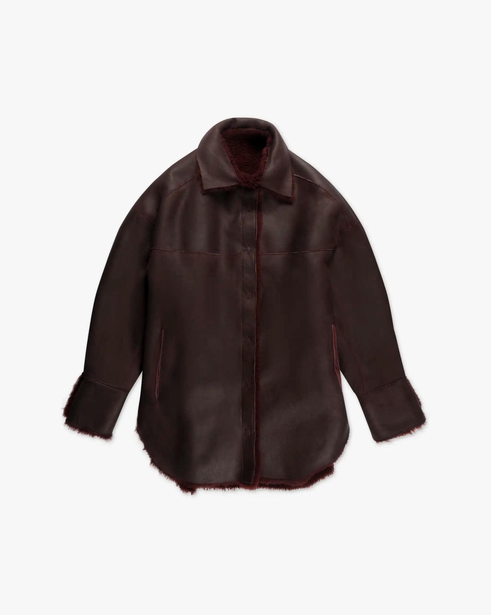 Bordeauxfarbene Wendbare Merino Lammfell Jacke von Salvatoro Santoro - Coats & Jackets SALVATORE S.