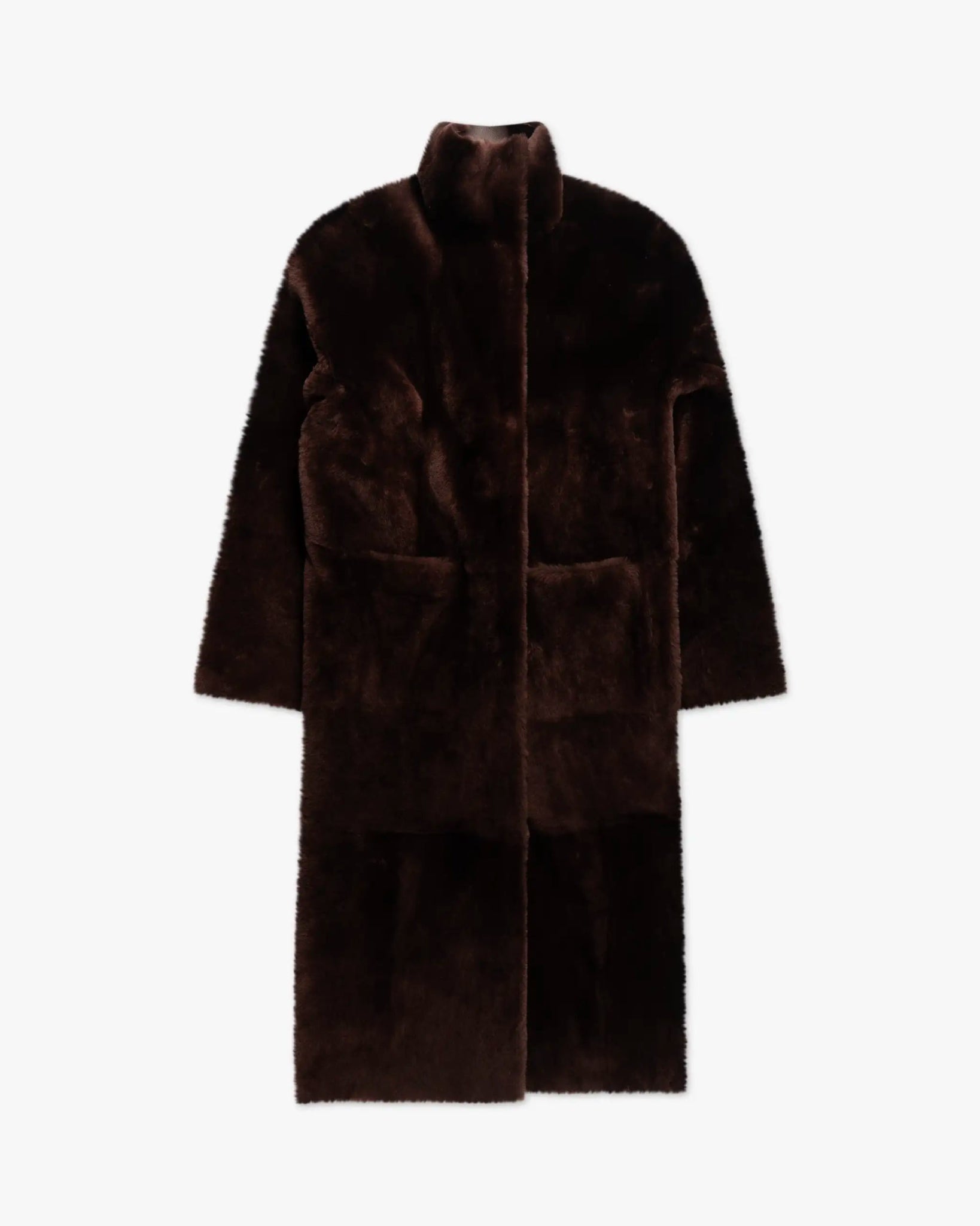 Bordeauxfarbener Langer Wendbarer Lammfellmantel von Ayasse - Coats & Jackets AYASSE