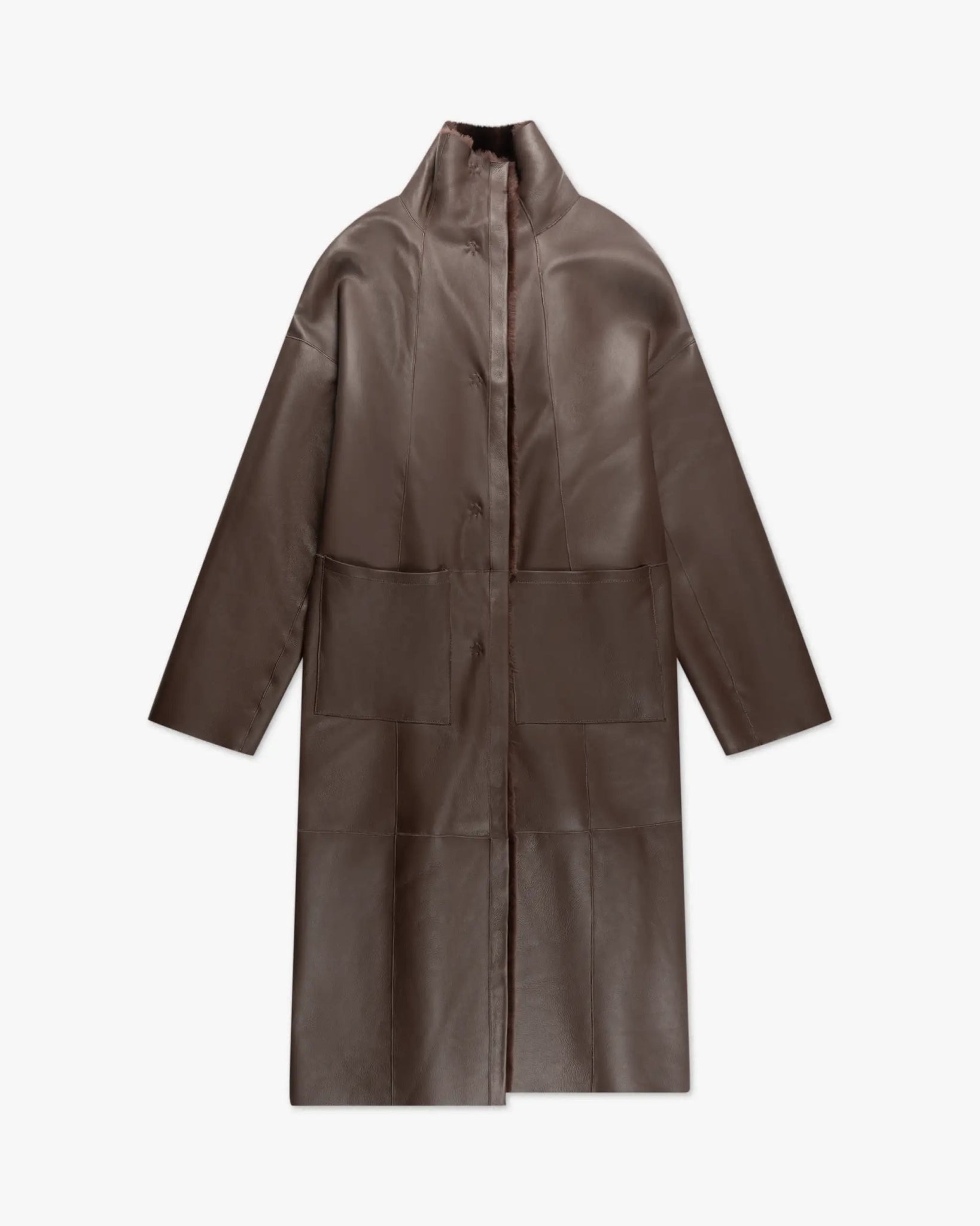 Bordeauxfarbener Langer Wendbarer Lammfellmantel von Ayasse - Coats & Jackets AYASSE