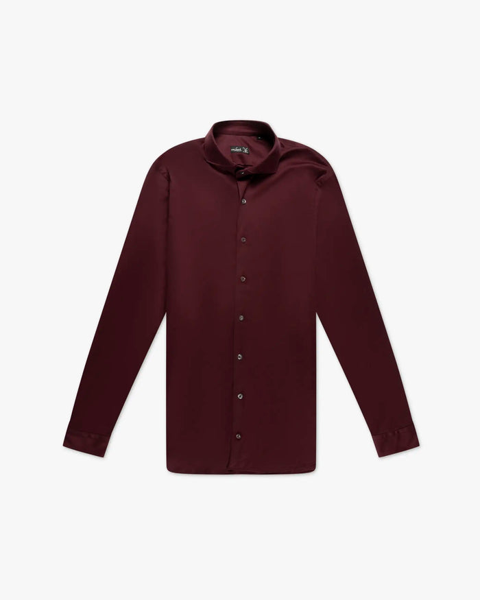 Bordeauxfarbenes Swiss Cotton Jersey Stretch Hemd von Van Laack