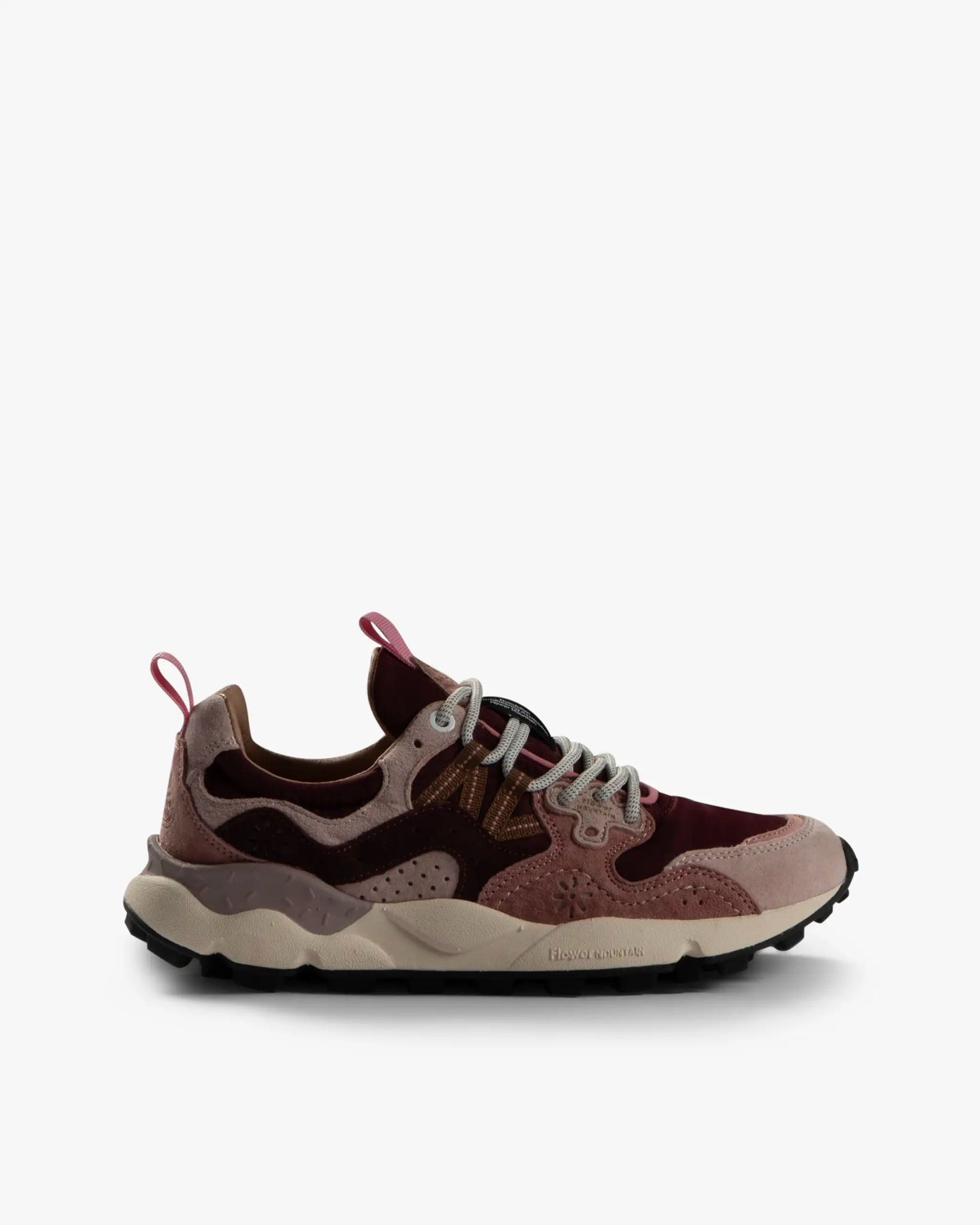 Borolofarbener Suede Nylon Mix Runner Sneaker von Flower Mountain - Shoes MOUNTAIN FLOWER