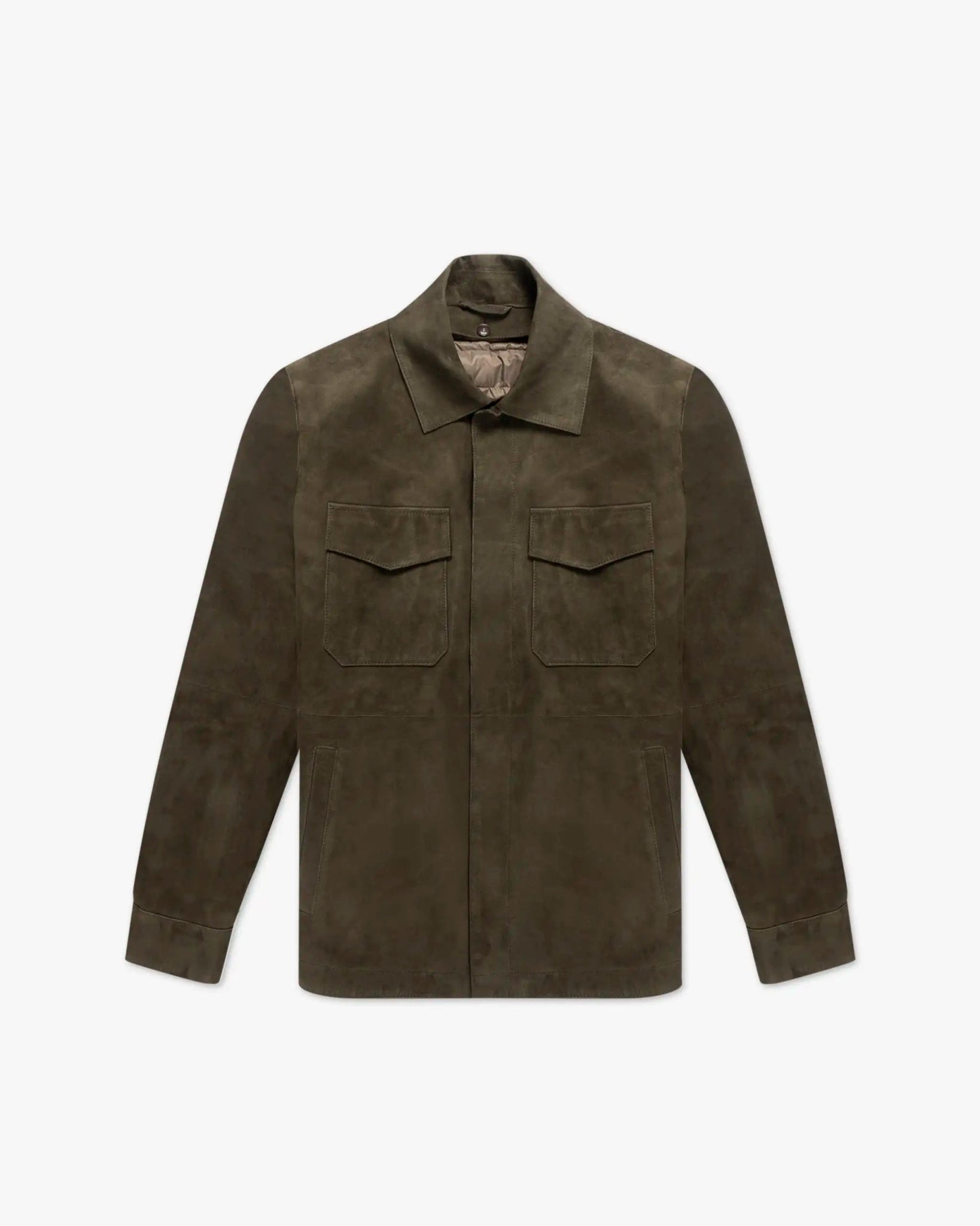 Braun Olivfarbene Detouchable Daunen Lining Jacke von Luciano Barbera - Coats & Jackets LUCIANO BARBERA