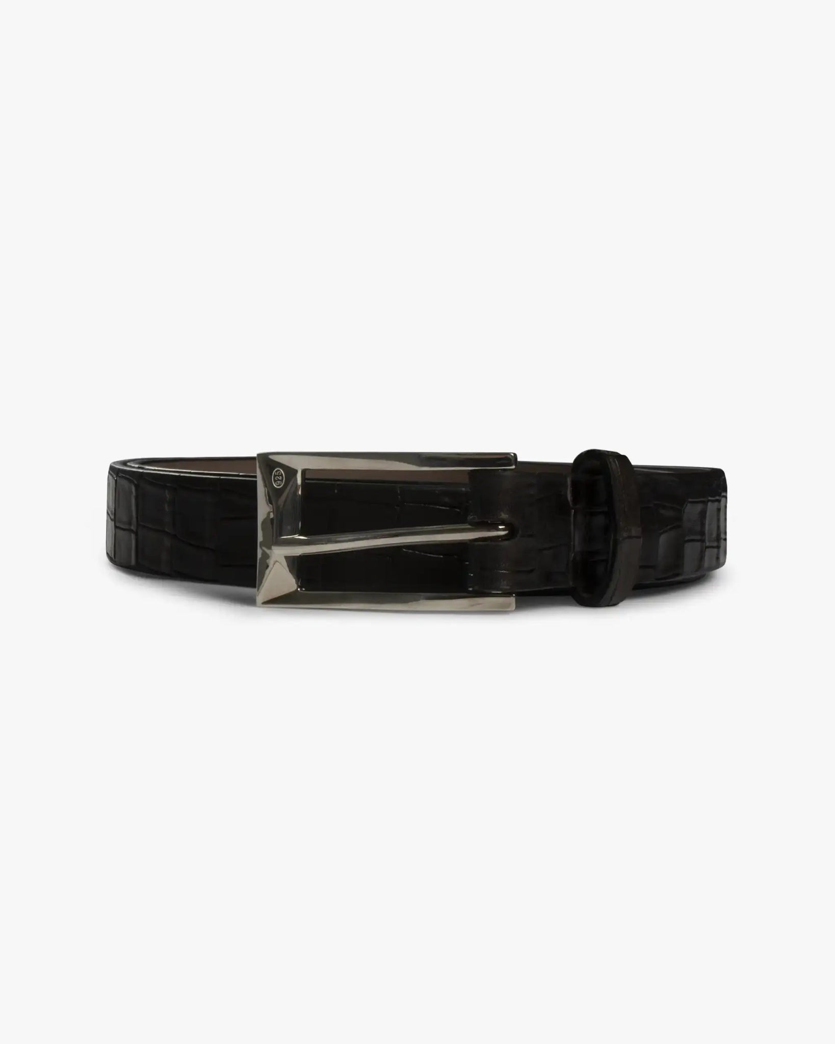 Braun - Sterlingsilber 250mm Kalbs Nappa mit Krokoprägung von Reptiles House - Belts GIANCARLO NEVOL