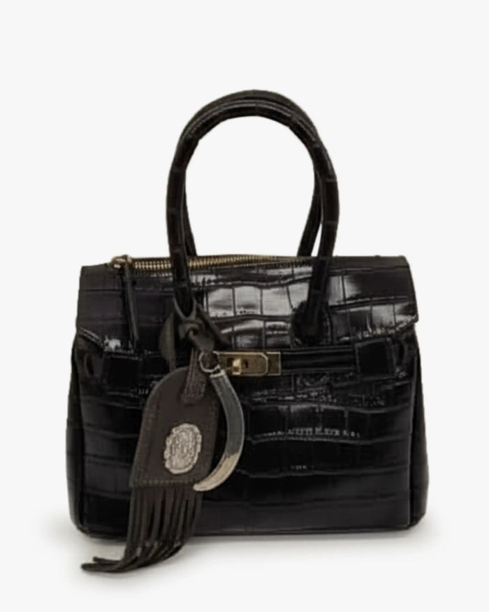 Braune Tasche mit Kroko-Prägung klein von Mia Bag