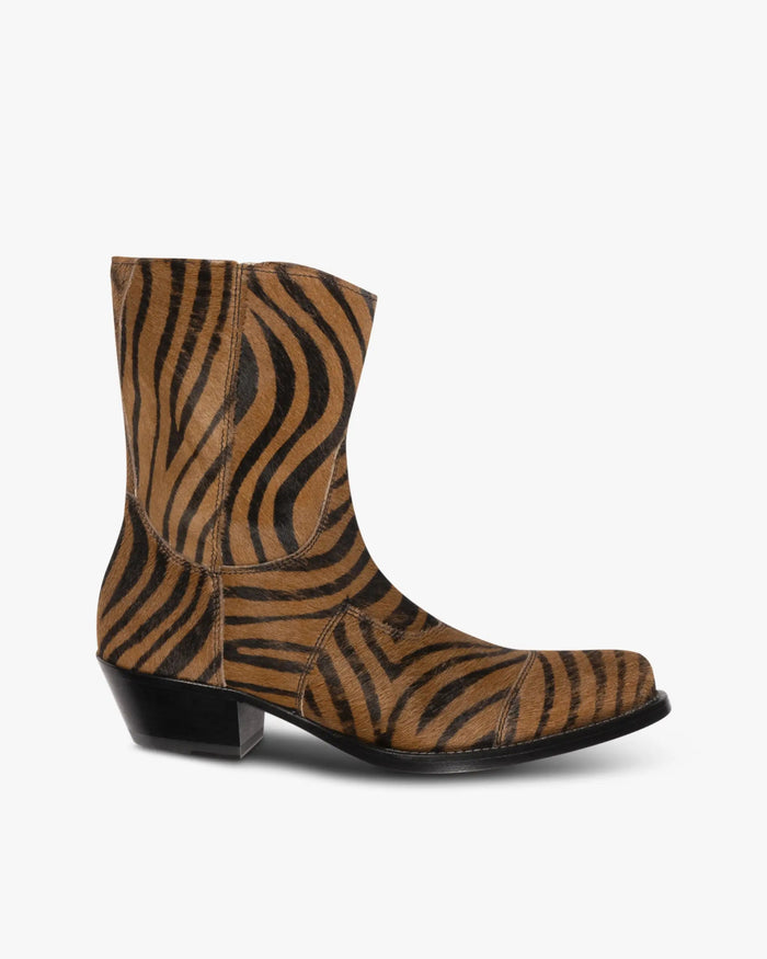 Braune Zebra Vintage Leder Texas Stiefel von Hidnander